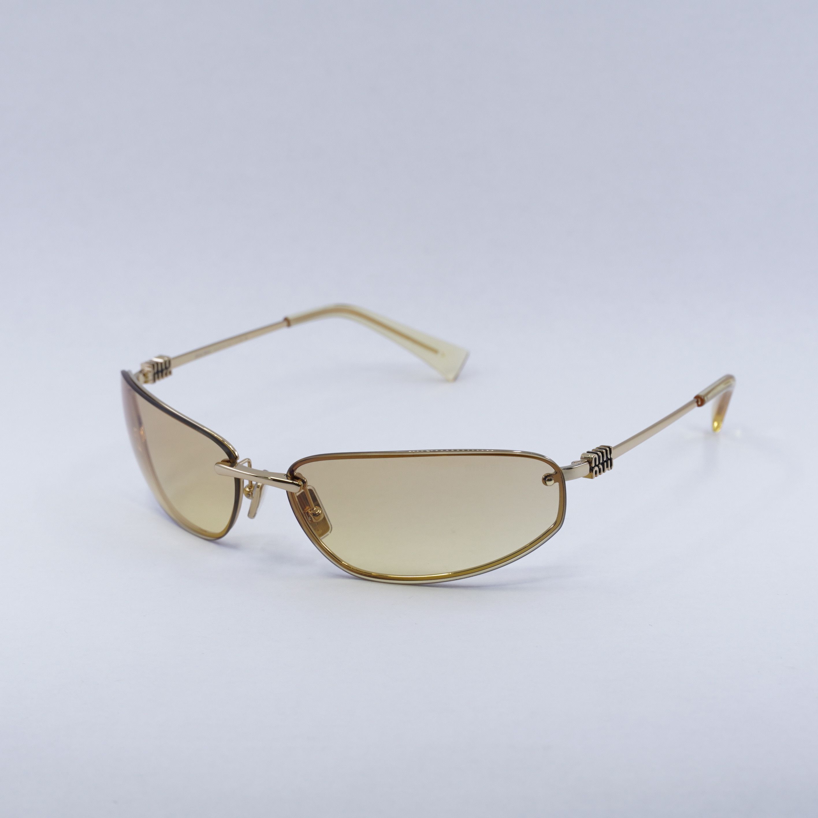 Miu Miu Miu Miu MUA50S 5AK7R1 Sunglasses Gold Rectangle Frame Size ONE SIZE - 2 Thumbnail