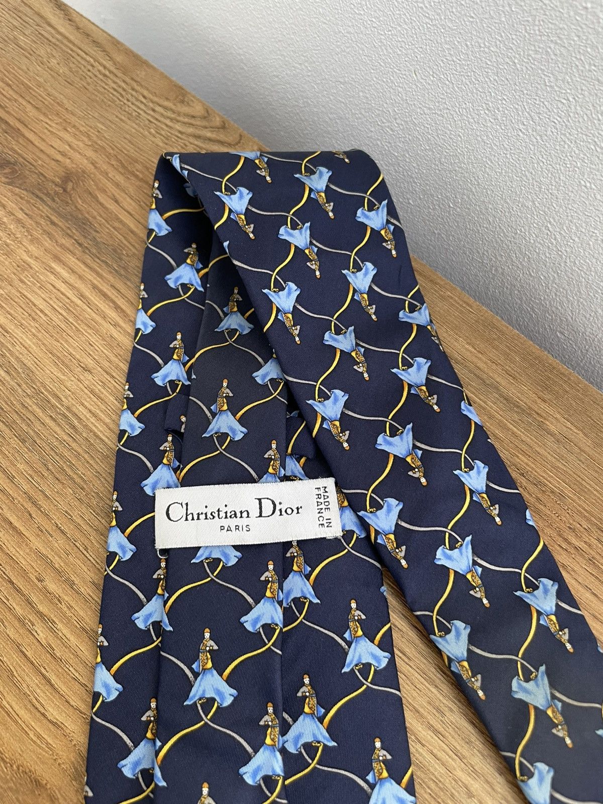 Christian Dior Monsieur Christian Dior Silk Tie Patterned Vintage Blue Gold Luxury Size ONE SIZE - 4 Thumbnail