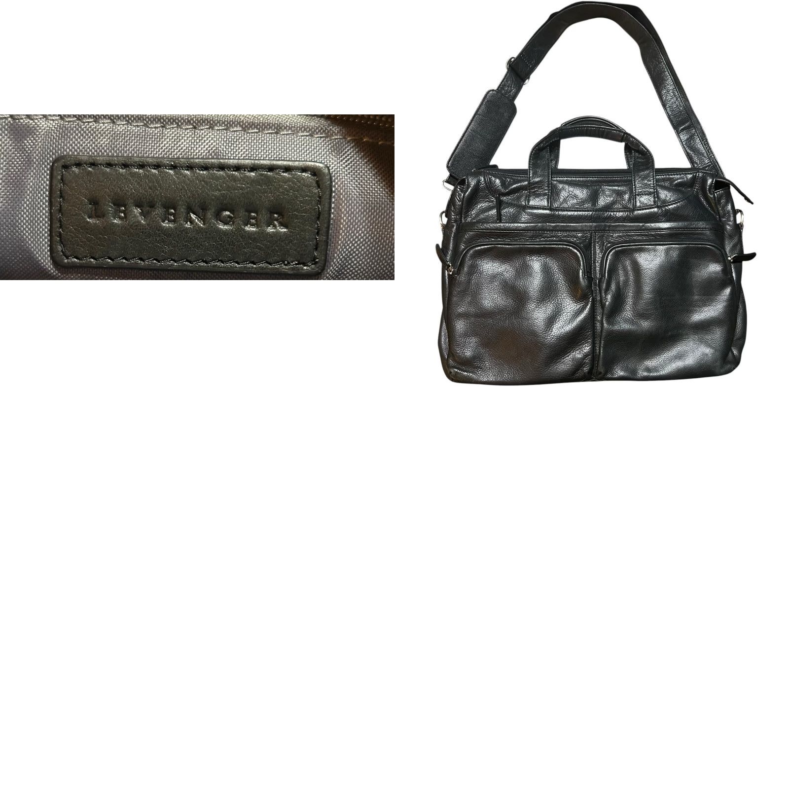 Revenge Levenger Black Leather Laptop Messenger Bag Briefcase Crossbody Travel Carry On - Women Large 15in Strap Pebbled Zip Size ONE SIZE - 11 Thumbnail