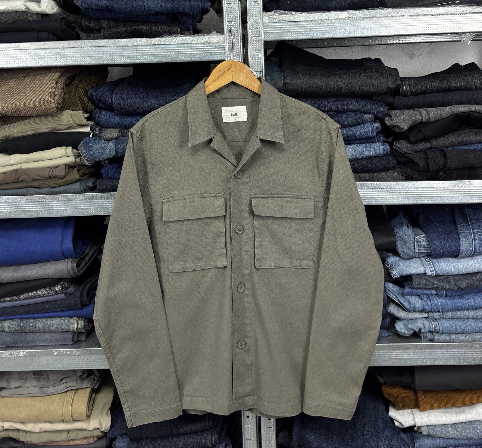 Folk Folk Military Pockets Khaki Ripstop Overshirt Size 4 Size US L / EU 52-54 / 3 - 1 Thumbnail