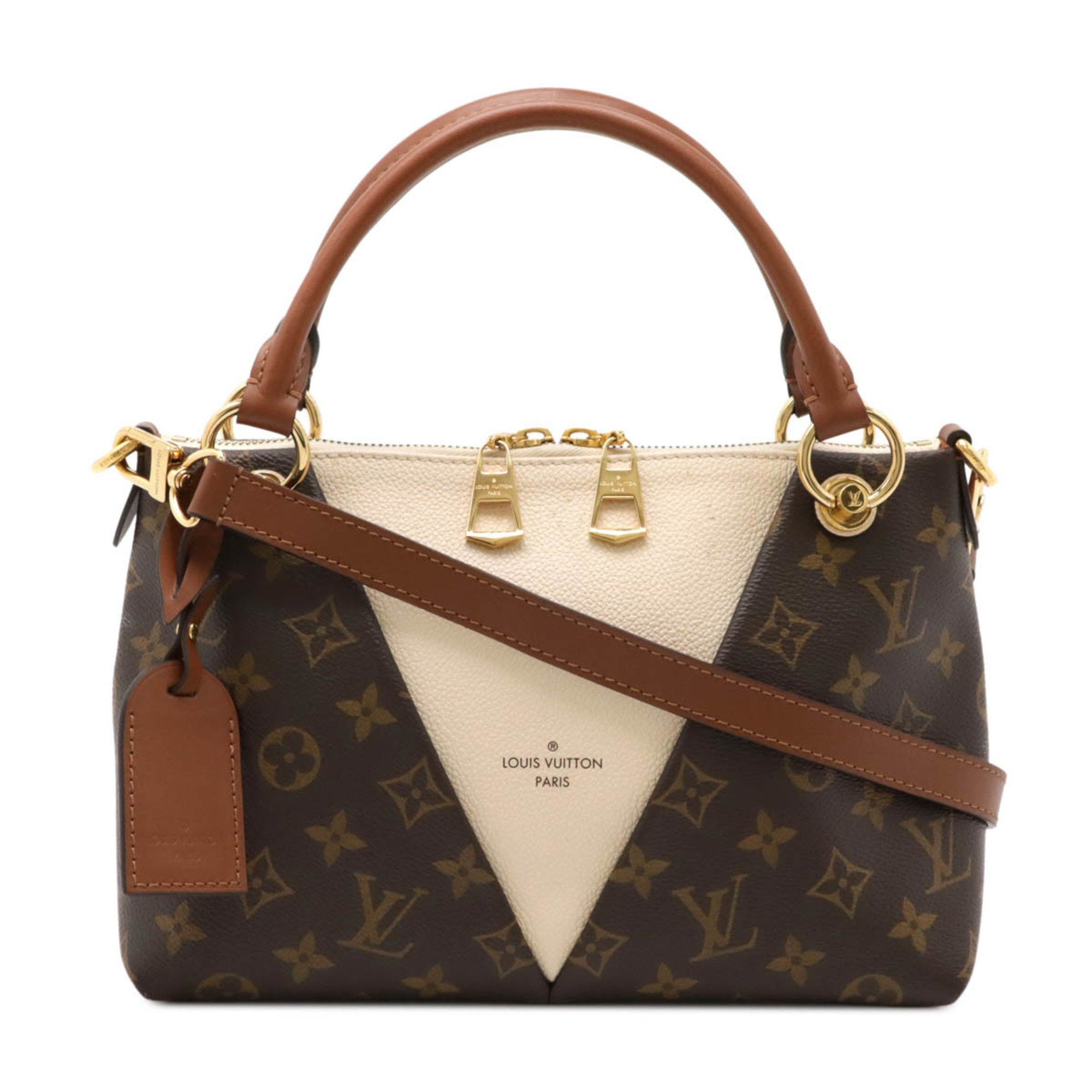 Louis Vuitton Monogram V Tote Bb Handbag Bag Shoulder Crème Beige M44520, Women's