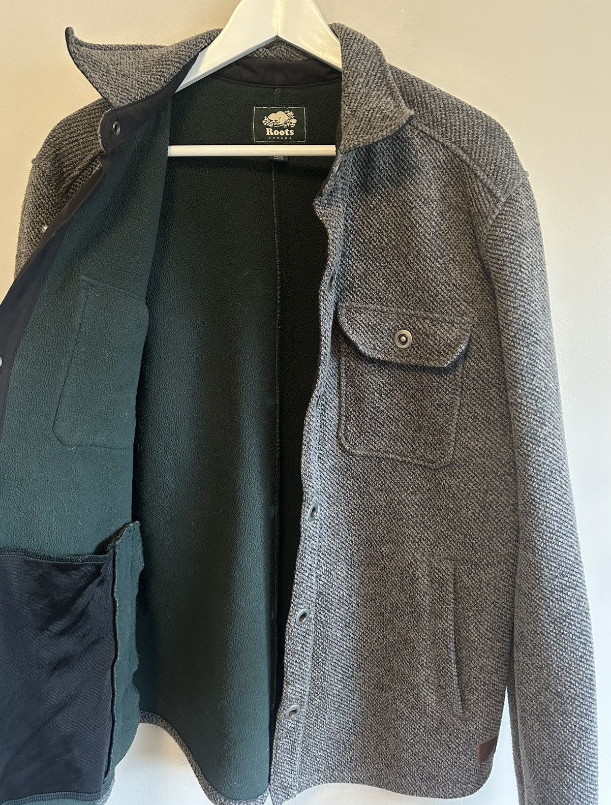 Roots Vintage Roots Canada Grey Twill Metal Snap Button Jacket Size US L / EU 52-54 / 3 - 8 Thumbnail