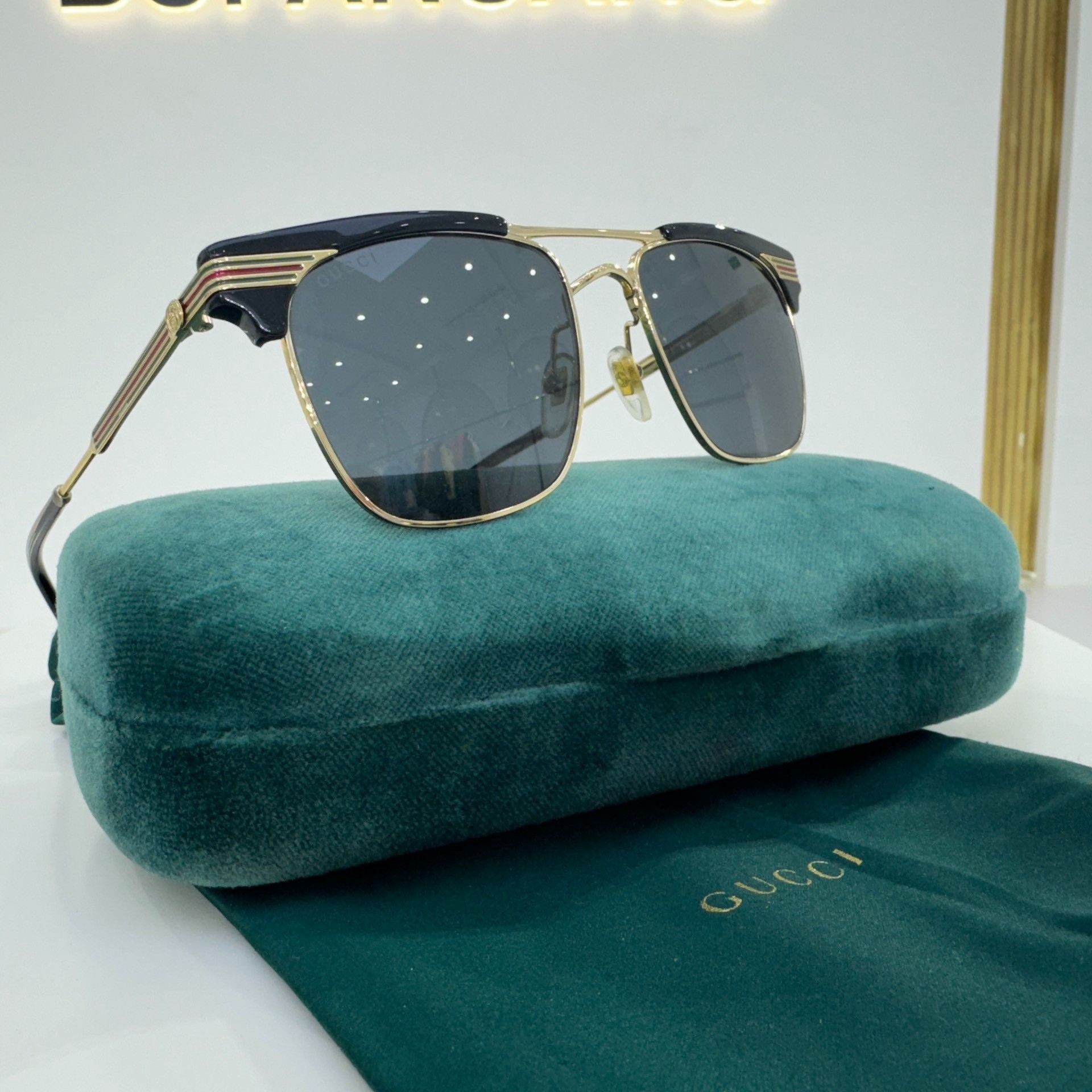 Gucci GUCCI Gucci gray pilot metal frame square frame square fram Size ONE SIZE - 8 Thumbnail