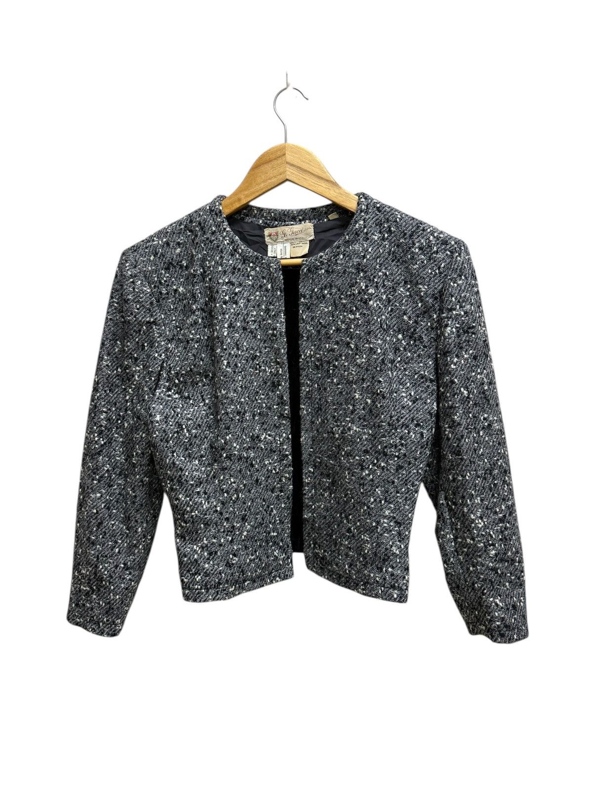 Gucci Vintage Gucci Sparkling Grey Tweed Cropped Jacket Button Up Size S / US 4 / IT 40 - 1 Thumbnail