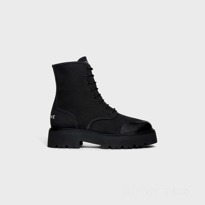 Celine bulky lace-up boots in canvas&shiny bull Size US 8 / EU 41 - 1 Thumbnail