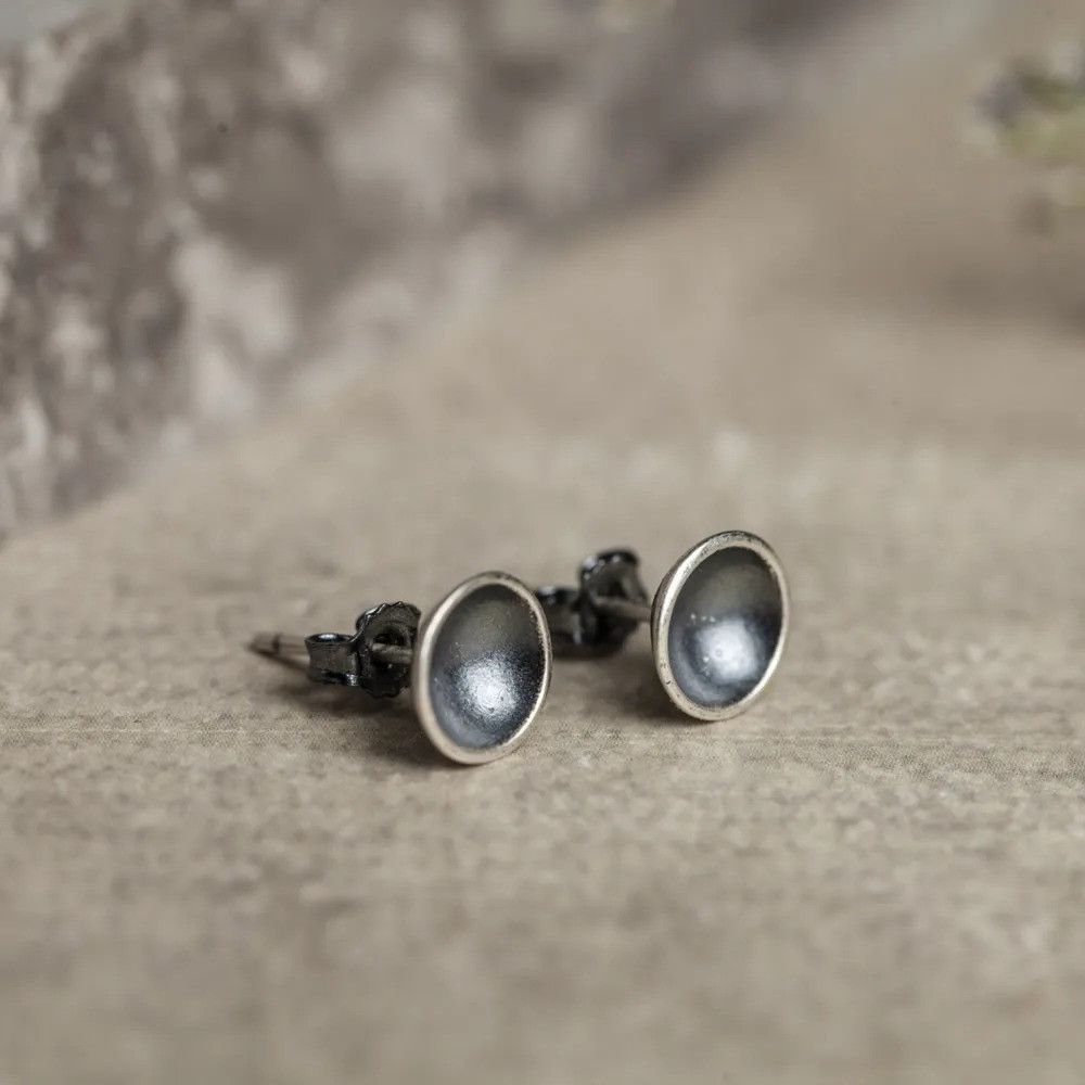 Jewelry Tiny Concave Round Stud Earrings 925 Sterling Ear Charm Gift Size ONE SIZE - 3 Thumbnail
