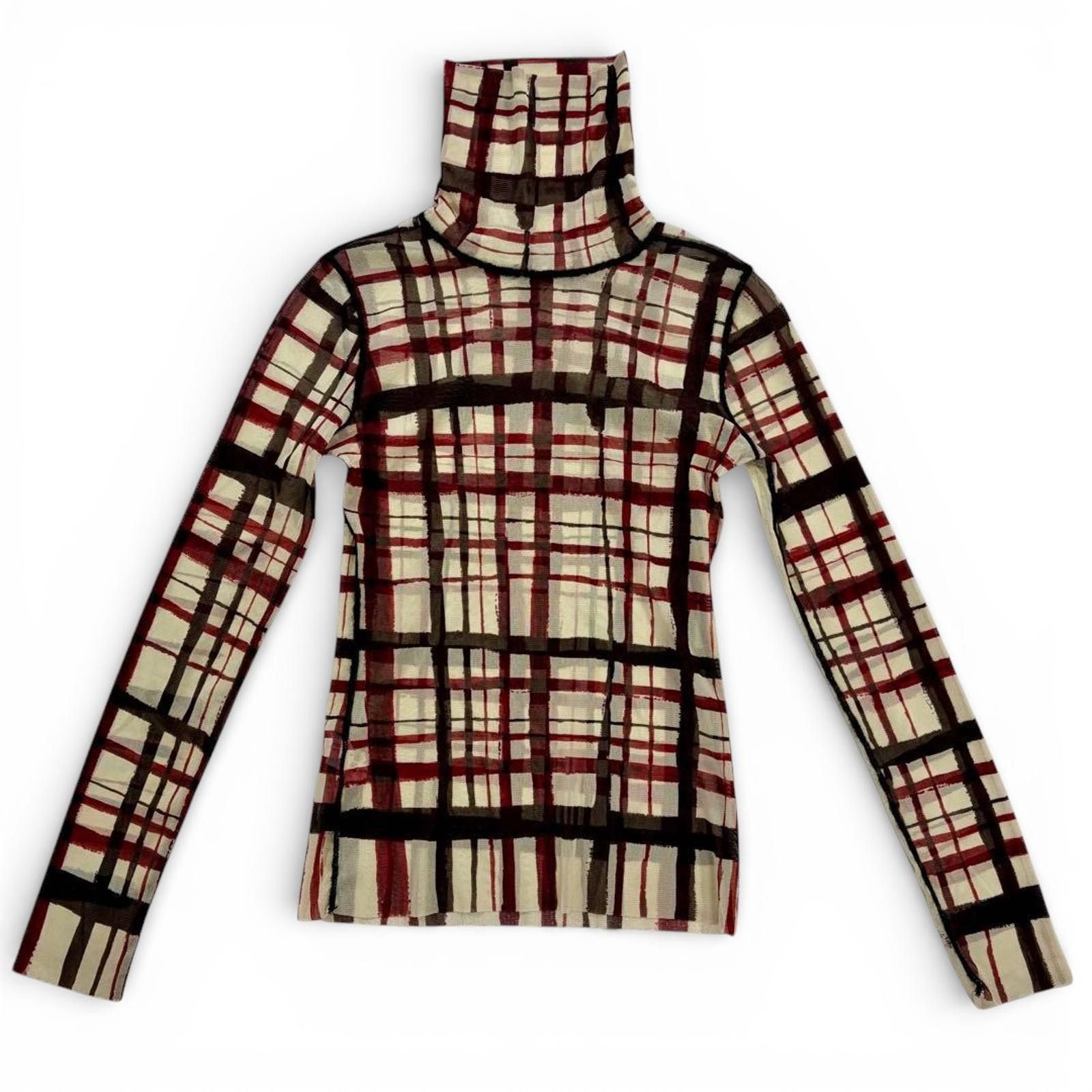 Jean Paul Gaultier Jean Paul Gaultier - Turtleneck Powernet Check Sheer Sleeves Size M / US 6-8 / IT 42-44 - 1 Thumbnail