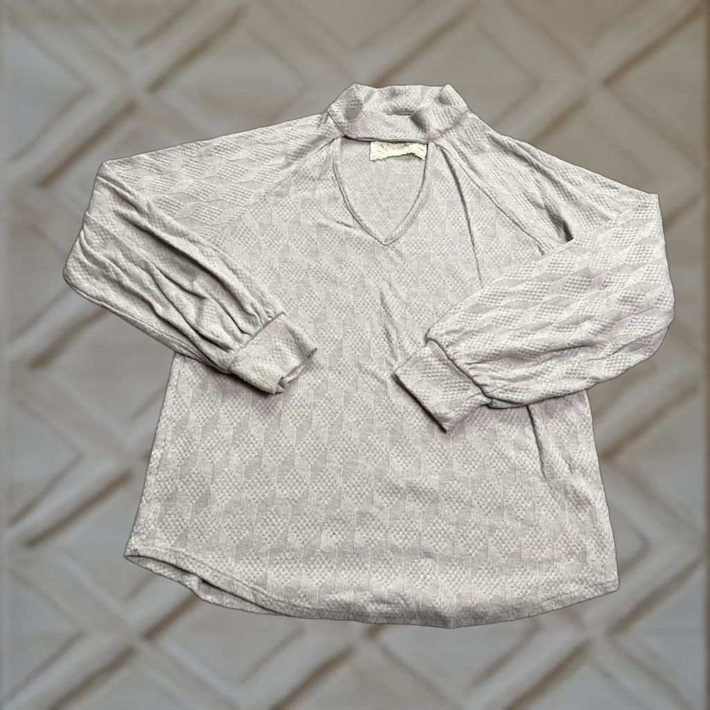 Vintage Cupio Sweater Womens Medium Gray Waffle-Knit Raglan Long Sleeve Casual Pullover Size M / US 6-8 / IT 42-44 - 1 Thumbnail