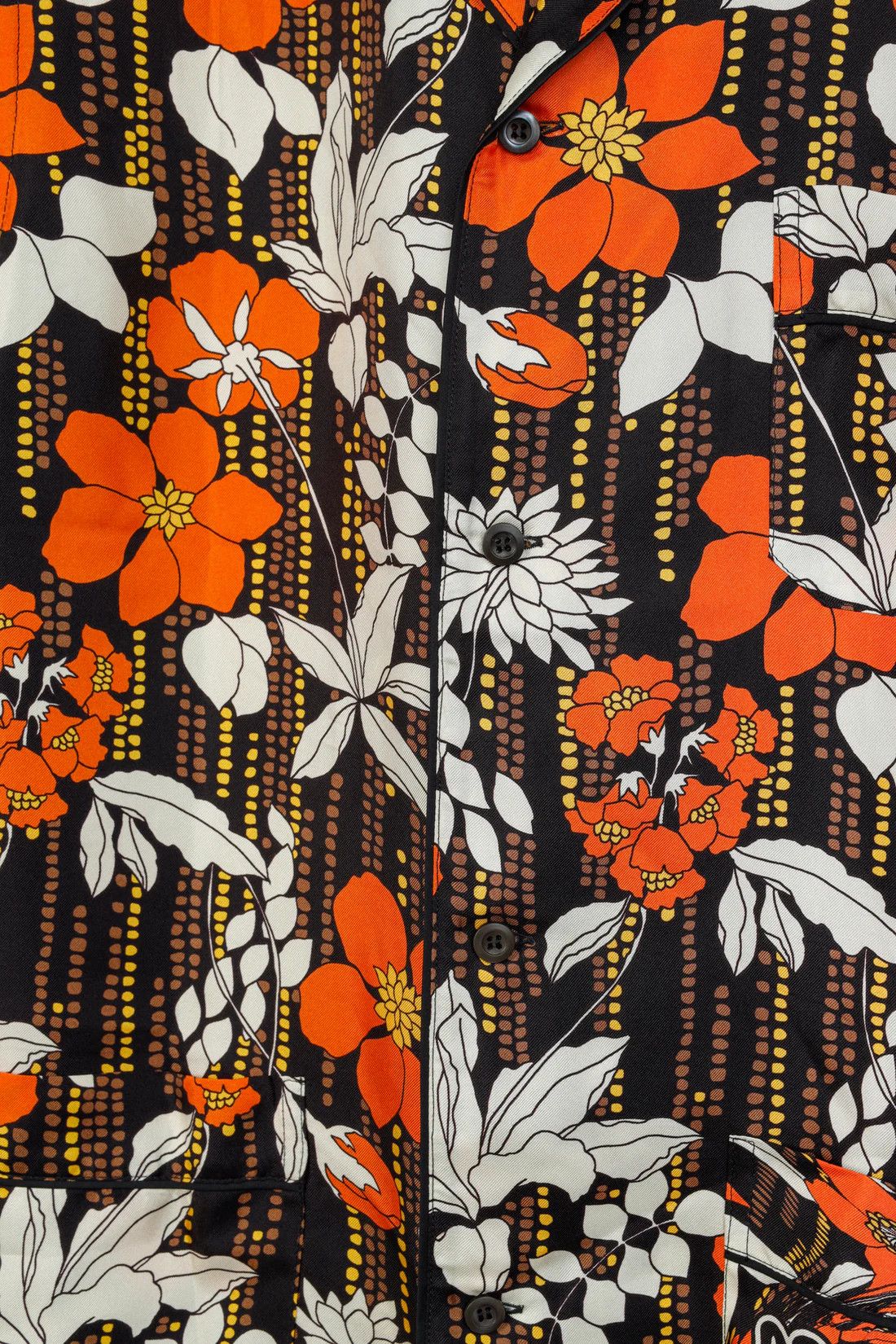 Prada Prada Cruise 2019 Orange Silk Hawaiian Print Bowling Shirt Size US S / EU 44-46 / 1 - 4 Thumbnail