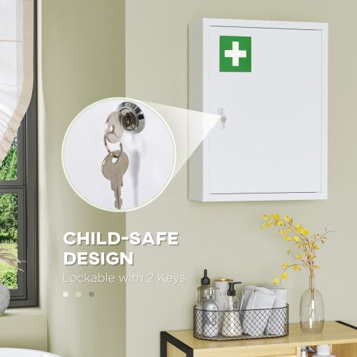 Designer × Homemade kleankin 16" x 21" Wall Medicine Cabinet with Lock, 3 Tier S Size US L / EU 52-54 / 3 - 2 Thumbnail
