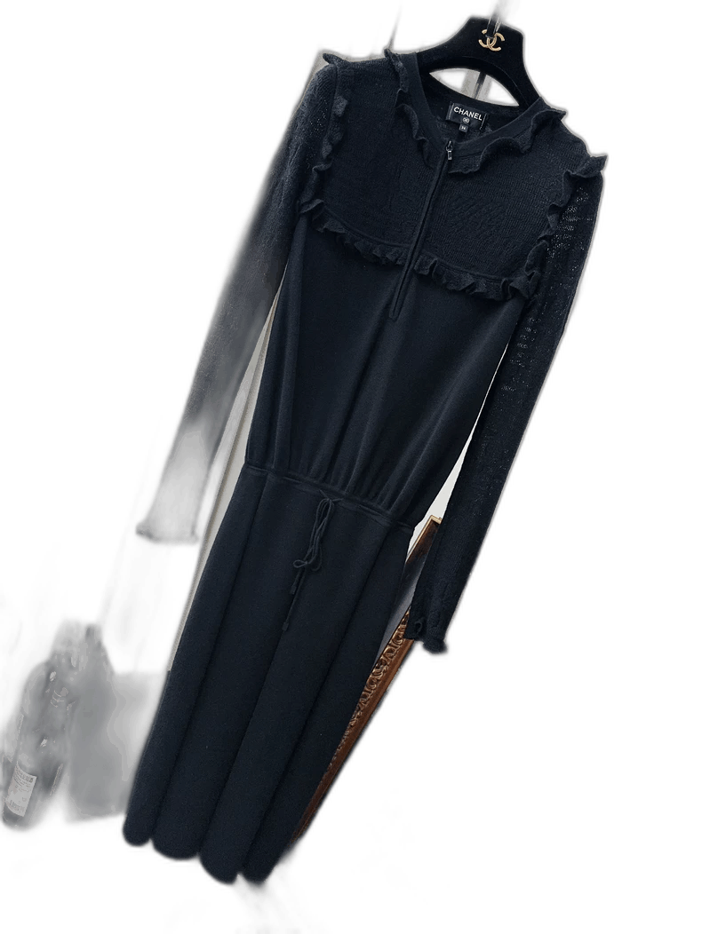 Chanel Chanel Black Ruffled Long Sleeve Dress Size M / US 6-8 / IT 42-44 - 1 Thumbnail