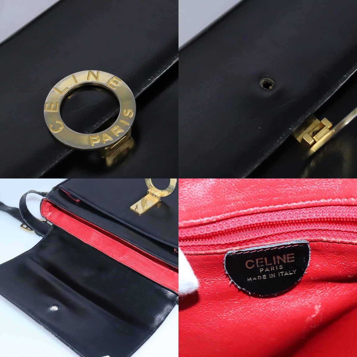 Celine CELINE Shoulder Bag Leather Black Gold Size ONE SIZE - 11 Thumbnail