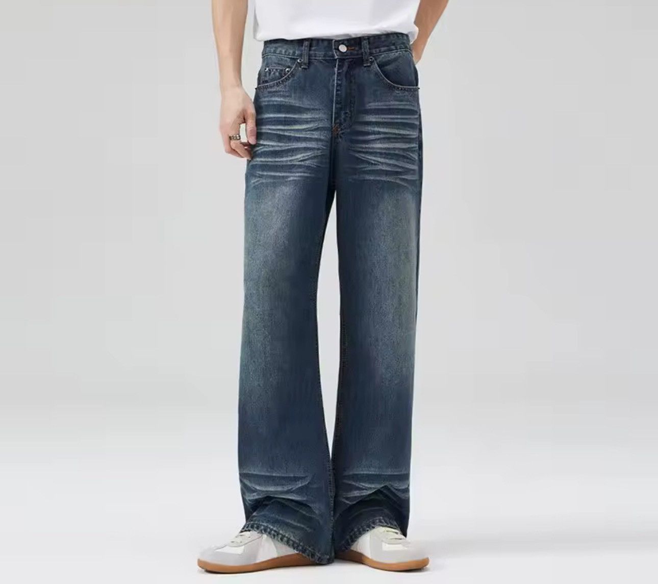 Jean Streetwear Flared Bootcut Casual Navy Blue Jeans Y2k Size US 30 / EU 46 - 1 Thumbnail