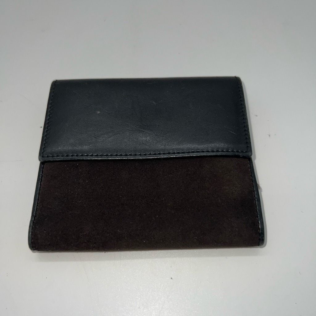 image of Gucci Suede And Leather Bi Fold Coin Purse Wallet (See Photo in Brown, Women's