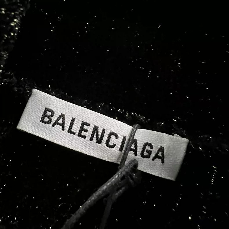 Balenciaga Balenciaga Black Fine Glitter High Neck Knit Top Size US S / EU 44-46 / 1 - 3 Thumbnail