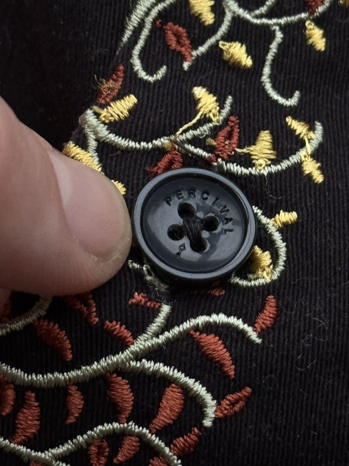 Percival Embroidered Black Heavy Cotton Folk Scenic Shirt