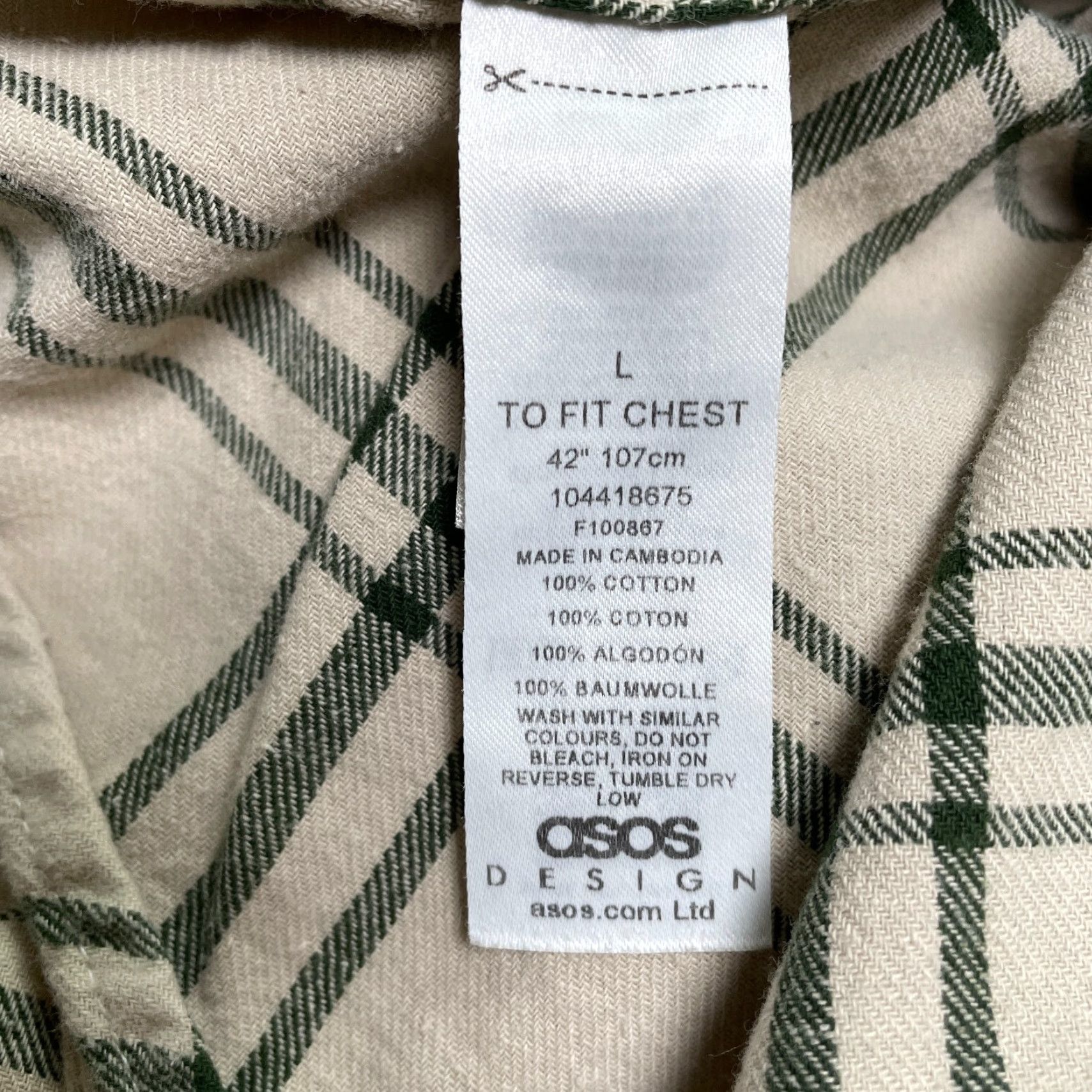 Asos ASOS Shirt Mens Large Brown Check Long Sleeve Button Down Cotton Relaxed Casual Shirt Size US L / EU 52-54 / 3 - 6 Thumbnail