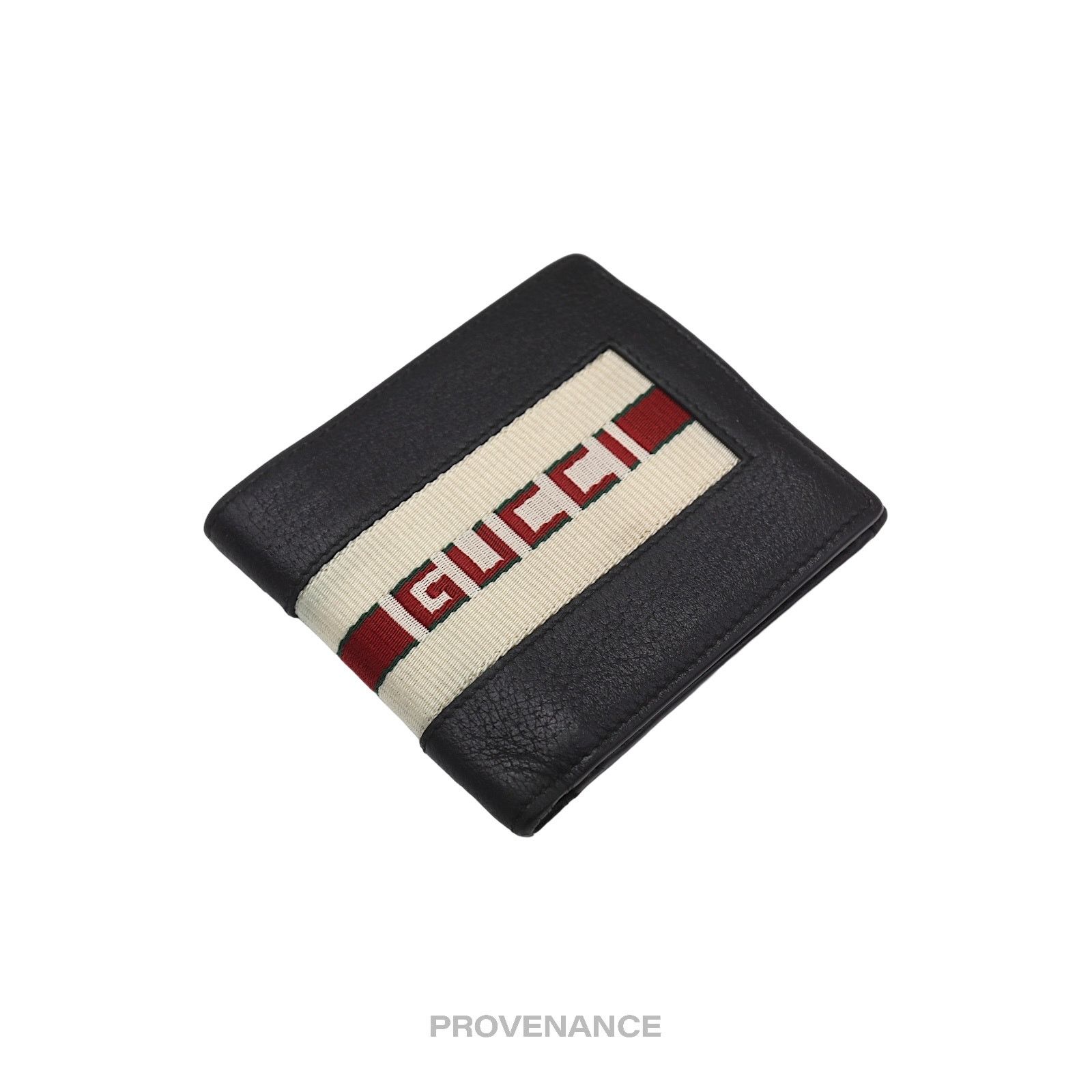 Gucci 🔴 Gucci Bifold Wallet -Logo Stripe Web Black Leather Size ONE SIZE - 5 Thumbnail