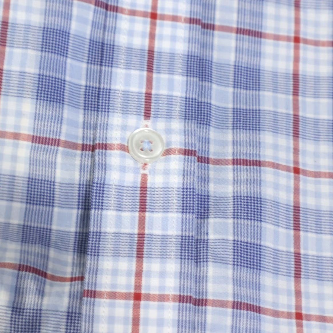 Roundtree & Yorke Roundtree & York Luxury Cotton Plaid Button Up Shirt Blue Men's L Size US L / EU 52-54 / 3 - 8 Thumbnail