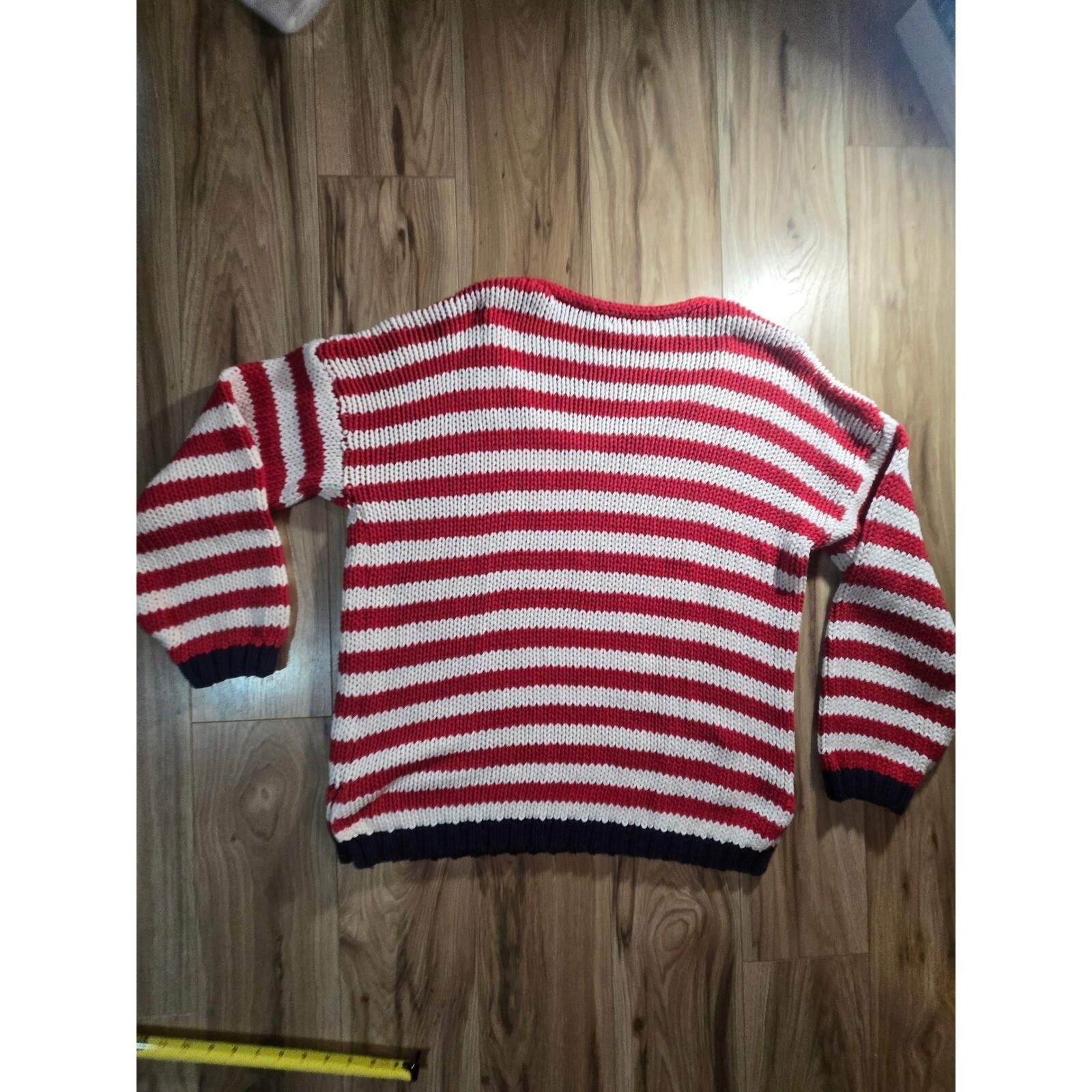 Vivienne Westwood Vici Red White Blue Striped Chunky Knit V-Neck Sweater Size M / US 6-8 / IT 42-44 - 2 Thumbnail