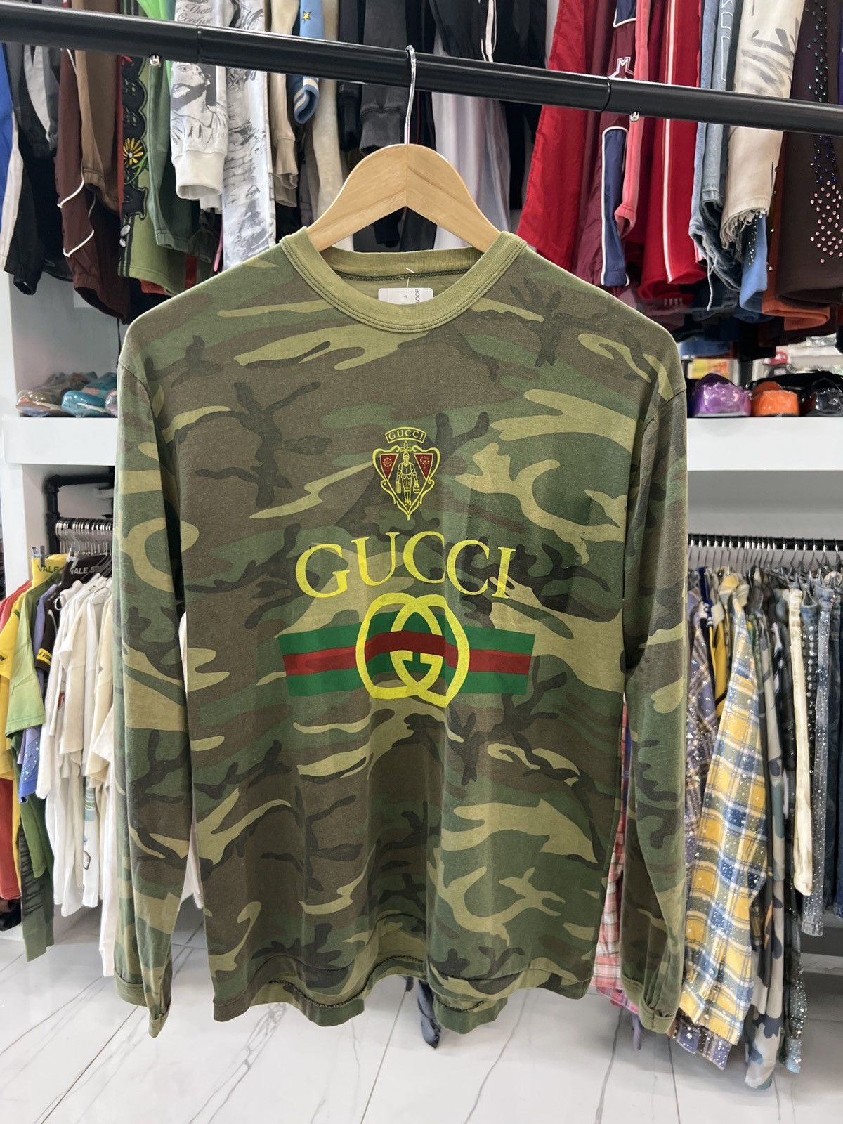 Other BOOTLEG Gucci Camo Longsleeve Tee Size US S / EU 44-46 / 1 - 1 Thumbnail