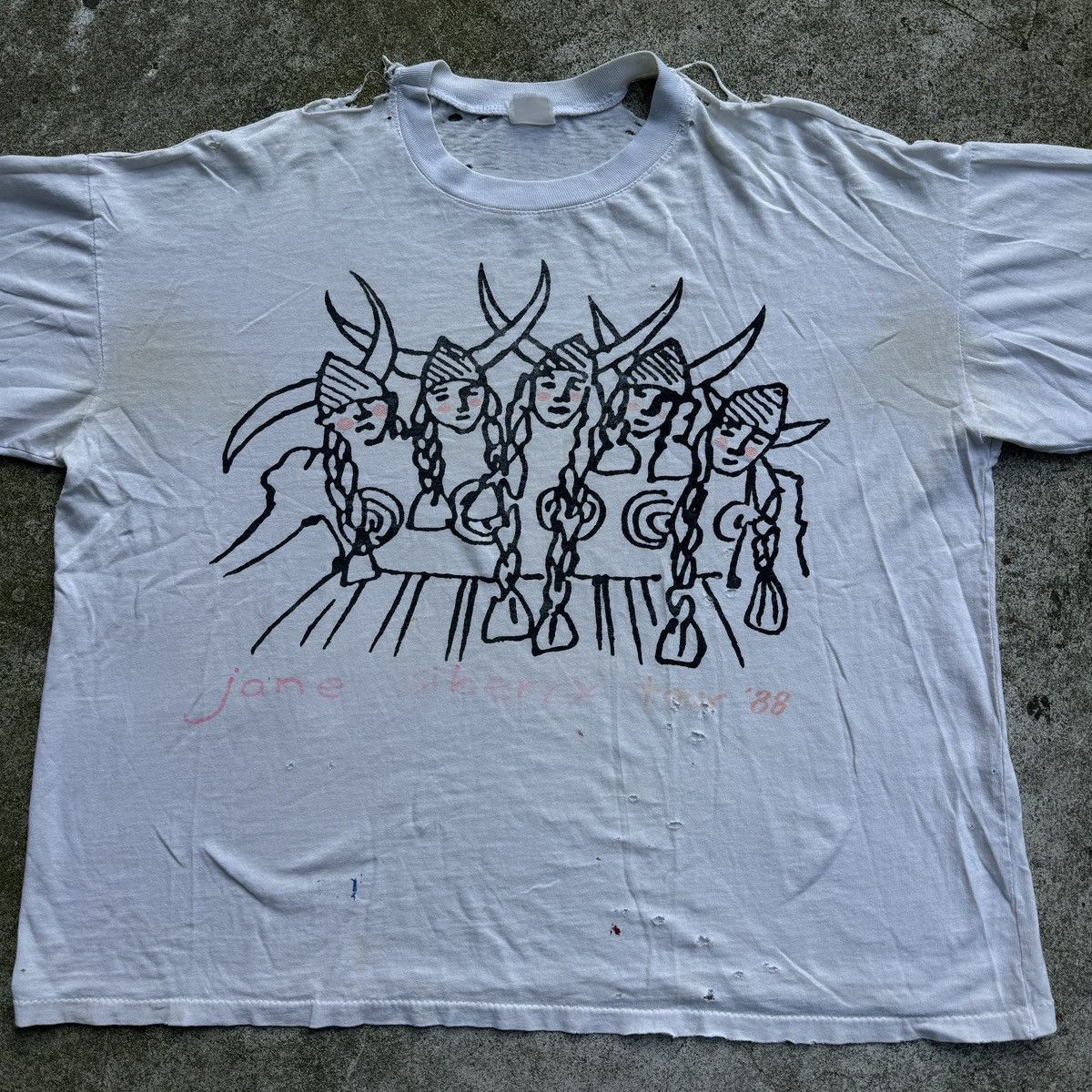 Band Tees Jane Siberry Thrashed Faded Distressed Shirt ERD Grunge Size US XXL / EU 58 / 5 - 10 Thumbnail
