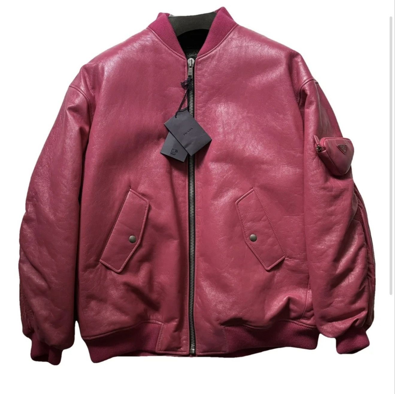 Prada Prada pink leather bomber Size US S / EU 44-46 / 1 - 1 Thumbnail