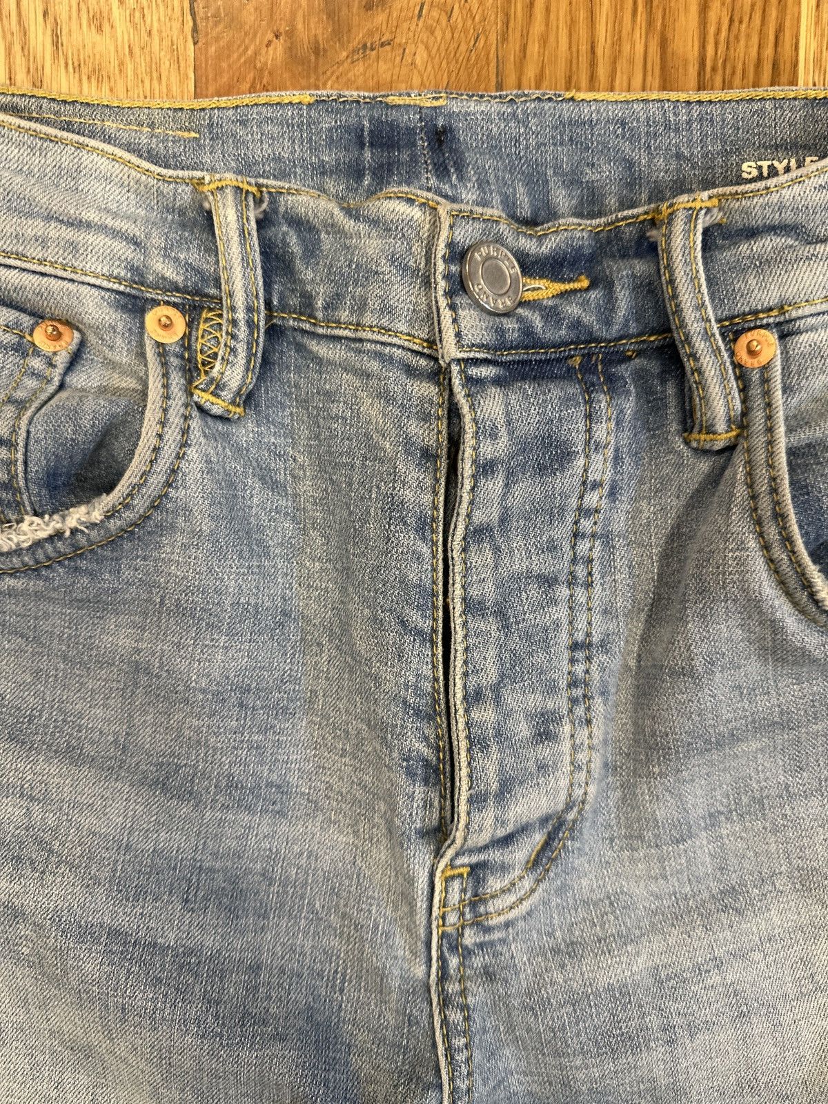 Purple Brand Purple Brand Knee Hole Blue Denim Jeans Size 31 Size US 31 - 3 Thumbnail