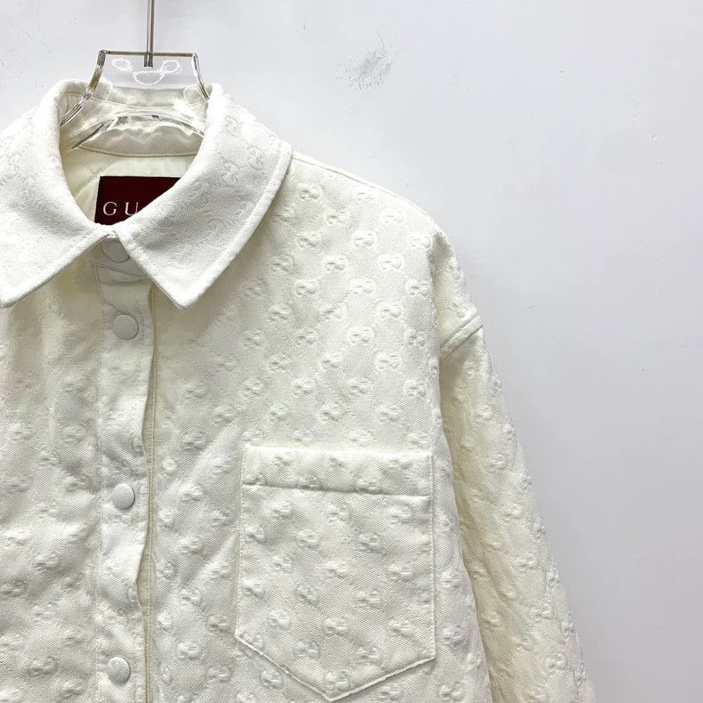 Gucci Gucci White logo jacquard full printed cotton lapel single- Size XS / US 0-2 / IT 36-38 - 3 Thumbnail