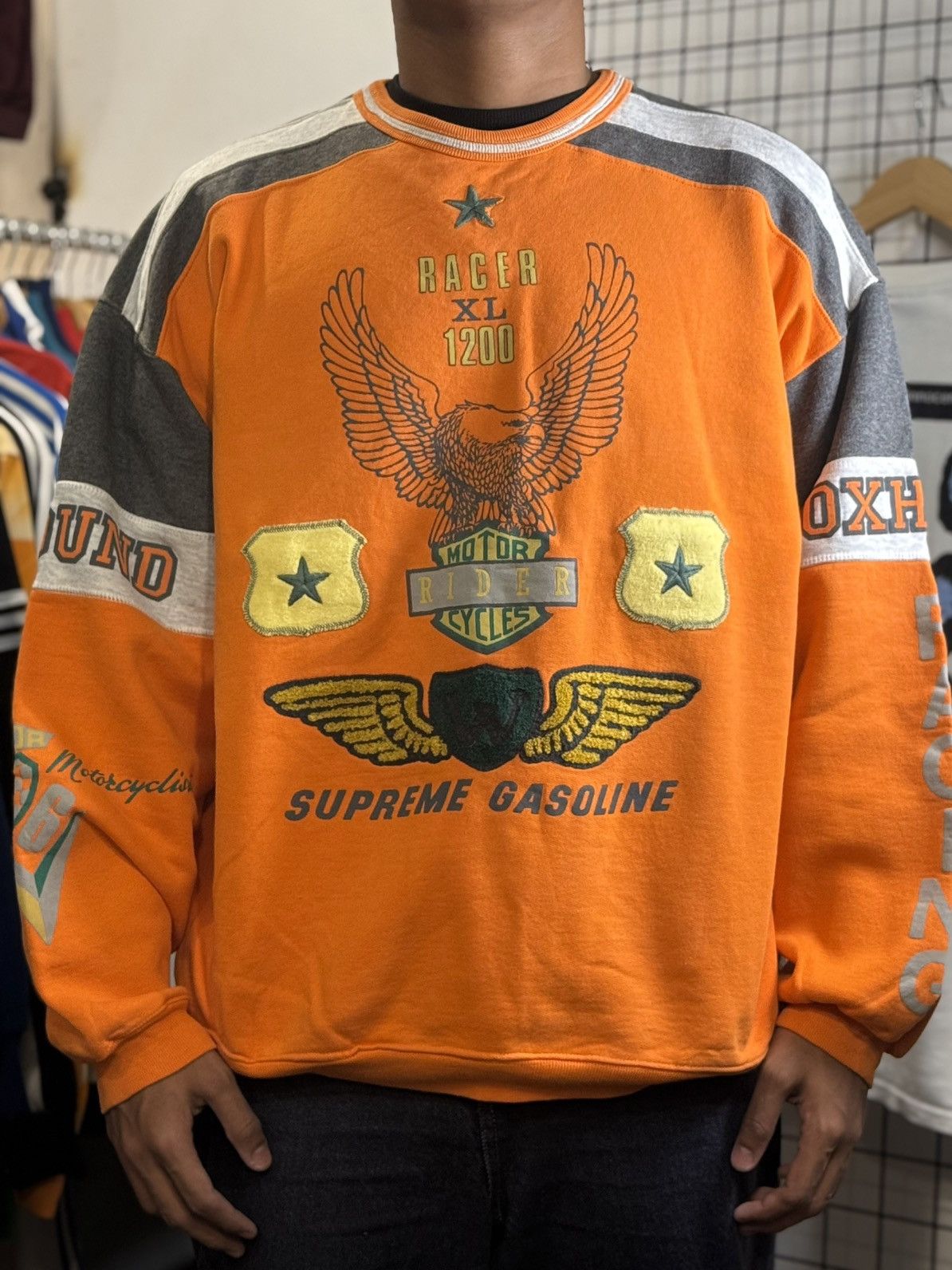 Harley Davidson vintage sweater embroidered motorcycle "RACER XL 1200" Size US XL / EU 56 / 4 - 11 Thumbnail