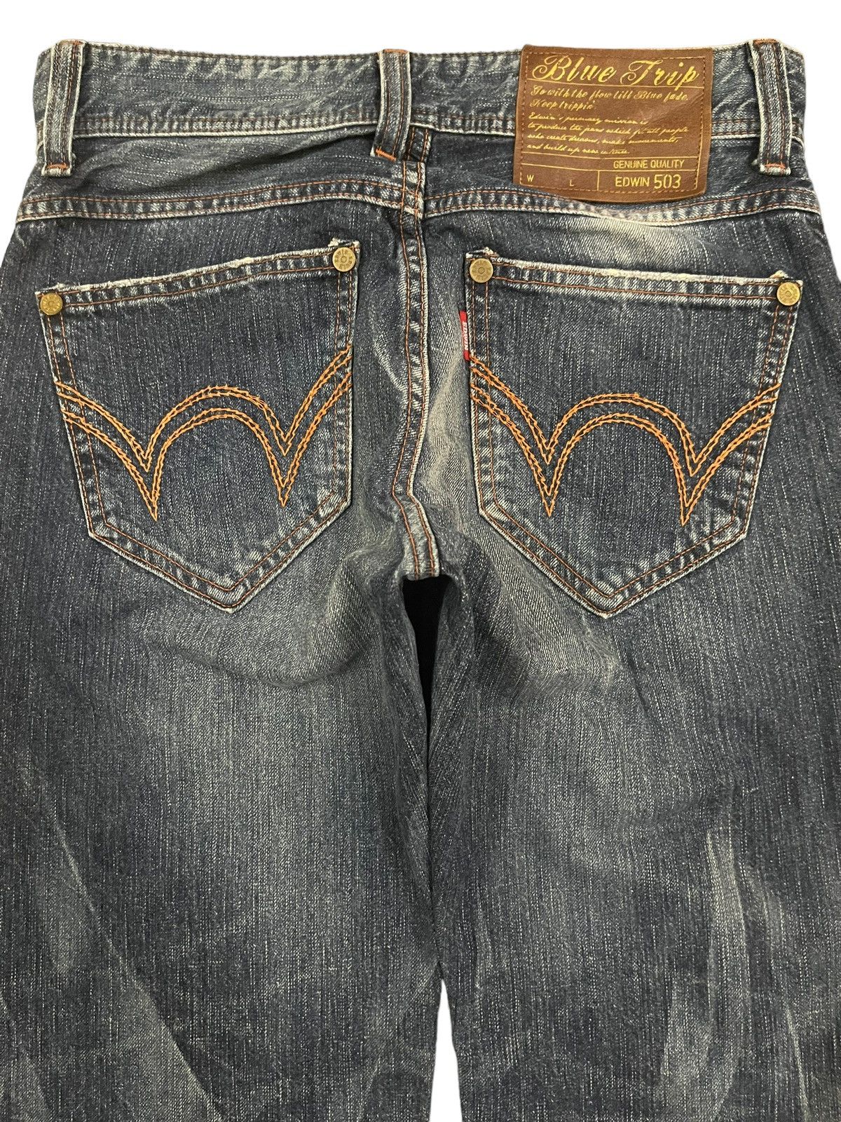 Edwin Vintage Edwin 503 Blue Wash Style Distressed Loose Jeans Size US 30 / EU 46 - 4 Thumbnail