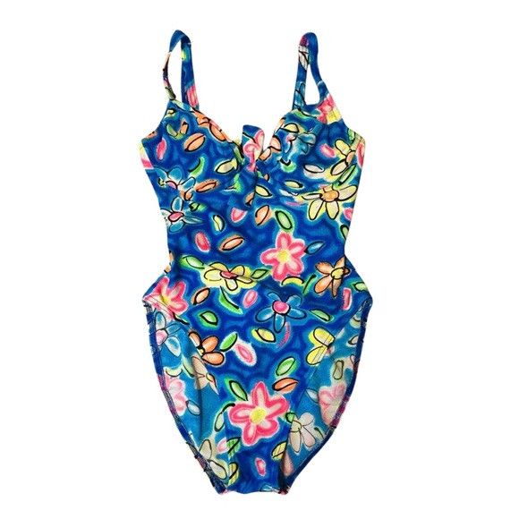 Other Vintage Floral One-Piece Swimsuit – Made in Canada – Y2K Size ONE SIZE - 1 Thumbnail