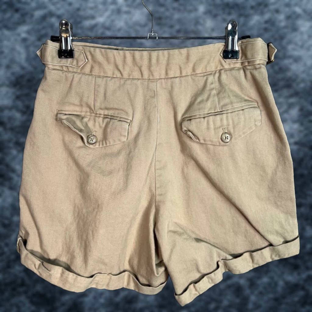 Banana Republic Banana Republic Womens Size 0 Petite Khaki Cotton High-Waist Pleated Shorts Womens Size 25" / US 0 / IT 36 - 1 Thumbnail
