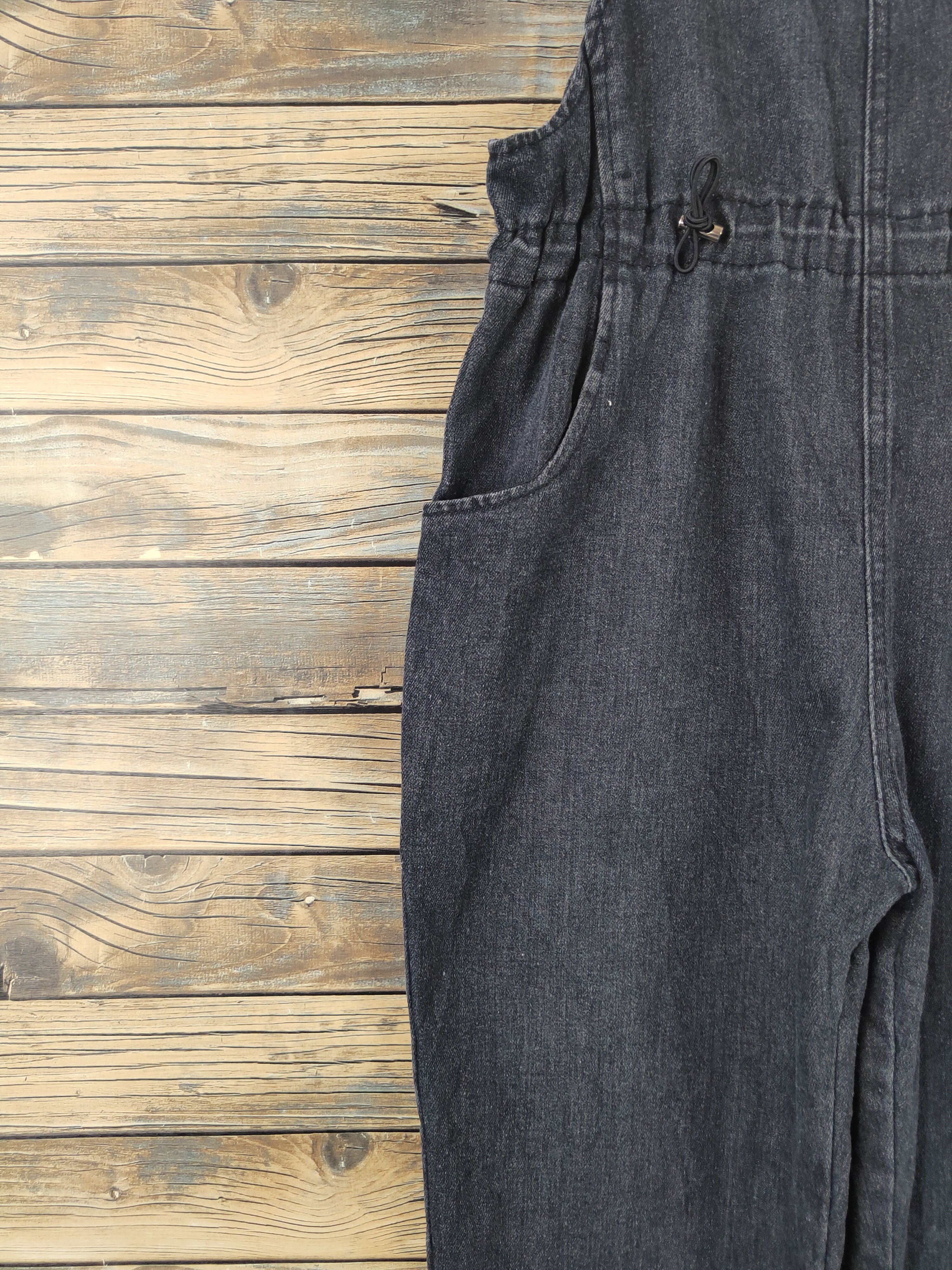 Japanese Brand × Vintage Vintage Streetwear by Japanese Brand Black Denim Jumpsuits Size 37" - 6 Thumbnail