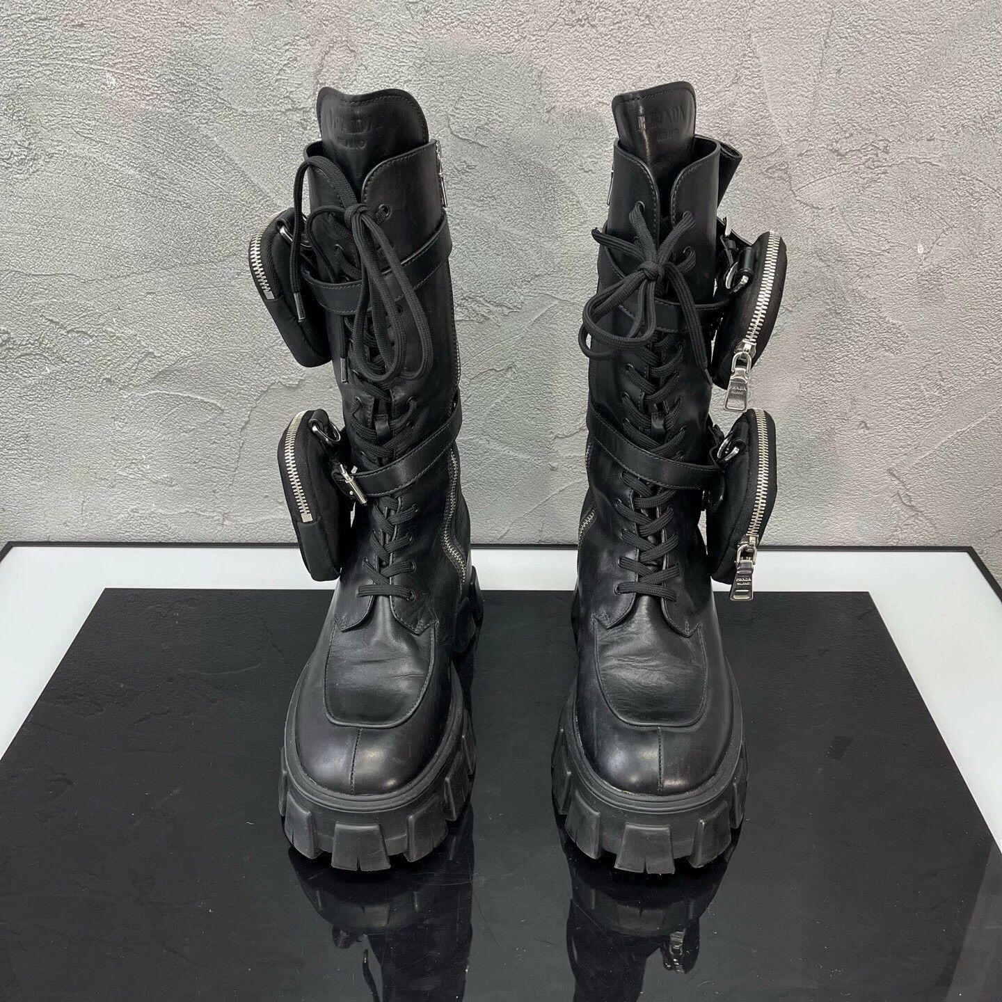 Prada PRADA Black Tall Combat Boots EU 39 99 New Worn 1x Size US 6 / EU 39 - 2 Thumbnail