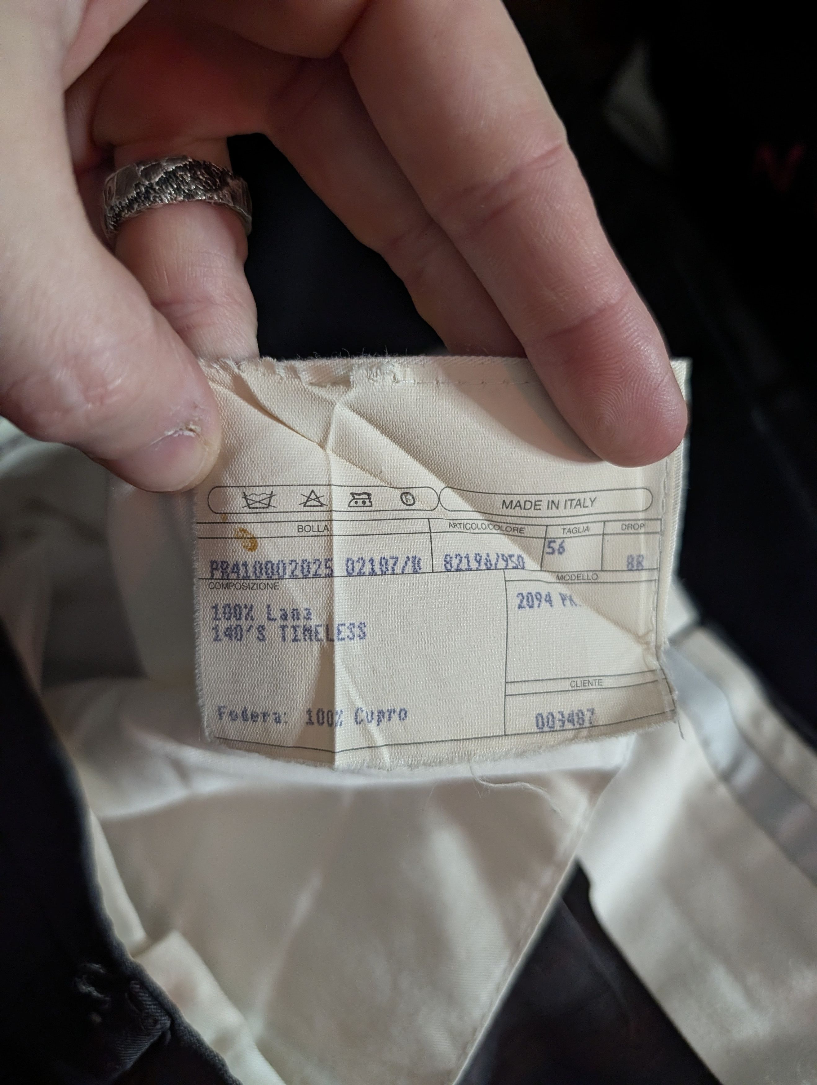 Isaia Timeless 140s wool pinstriped logo embroidery cuff pants Size US 40 / EU 56 - 16 Thumbnail