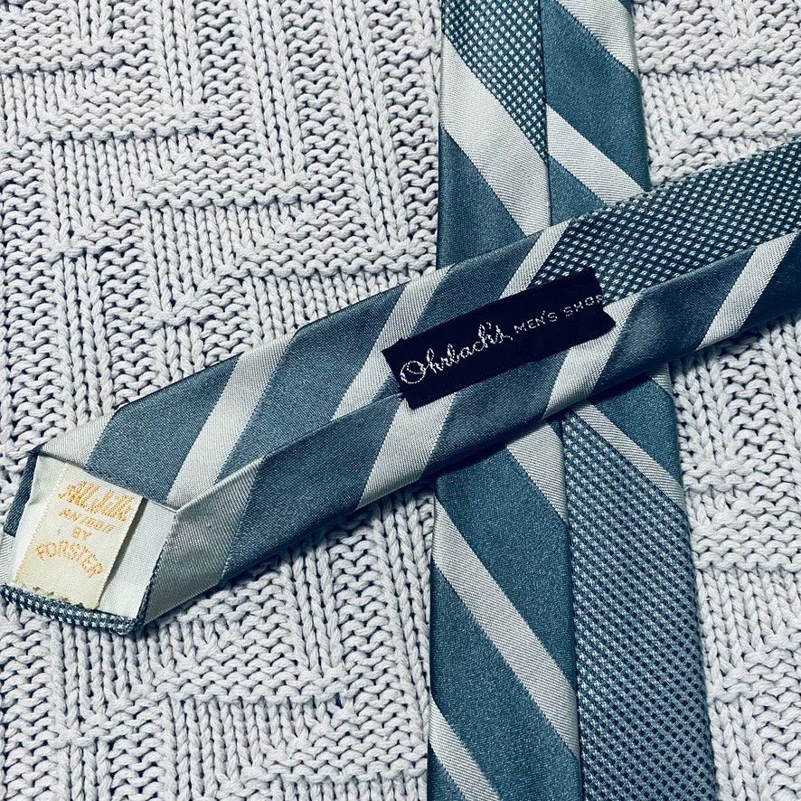 Vintage Ohrbach's silver gray striped silk skinny tie Size ONE SIZE - 3 Thumbnail