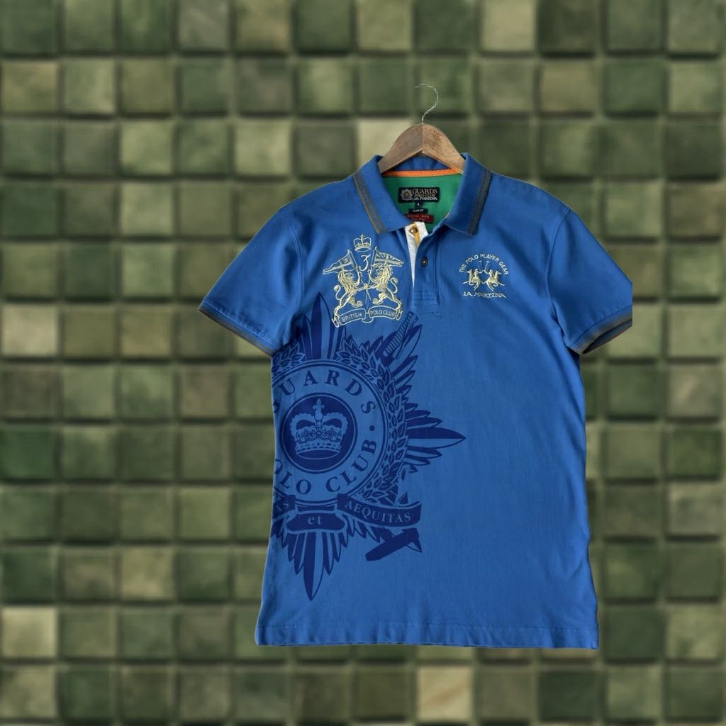 La Martina VINTAGE La Martina Guards Polo Club Big Logo Y2K Blue Polo Shirt L Men Size US L / EU 52-54 / 3 - 1 Thumbnail