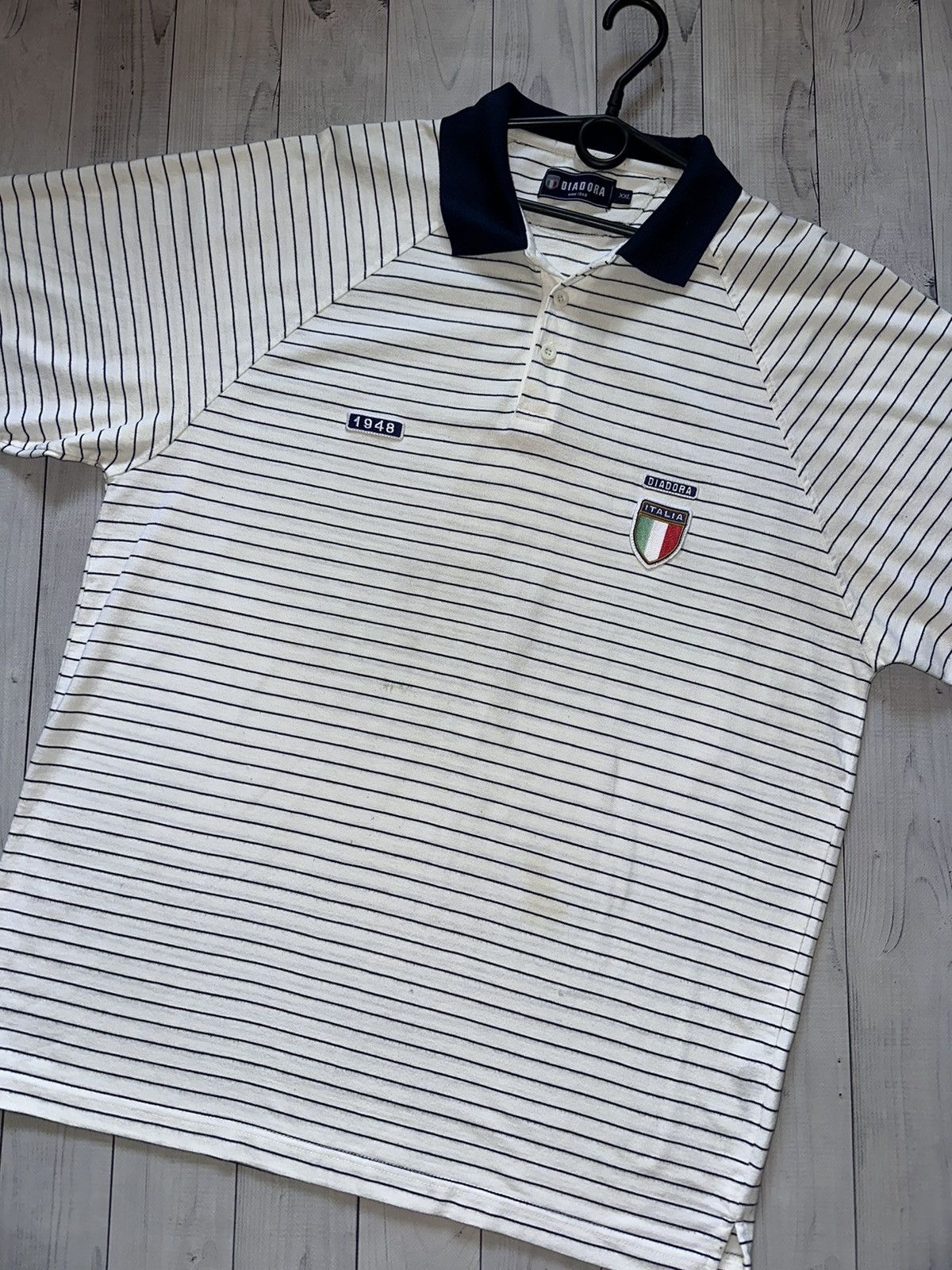 Diadora × Vintage Vintage Diadora Italy soccer polo Italia logo striped XXL Size US XXL / EU 58 / 5 - 2 Thumbnail