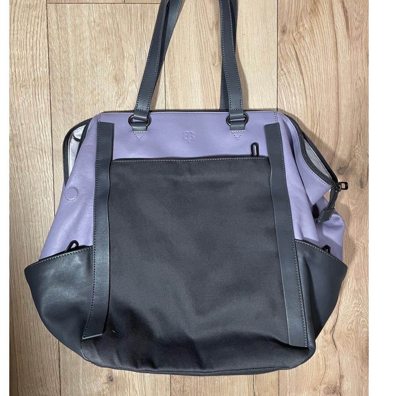 Betabrand BetaBrand Big Travel Tote Leather Canvas Bag Purple Grailed