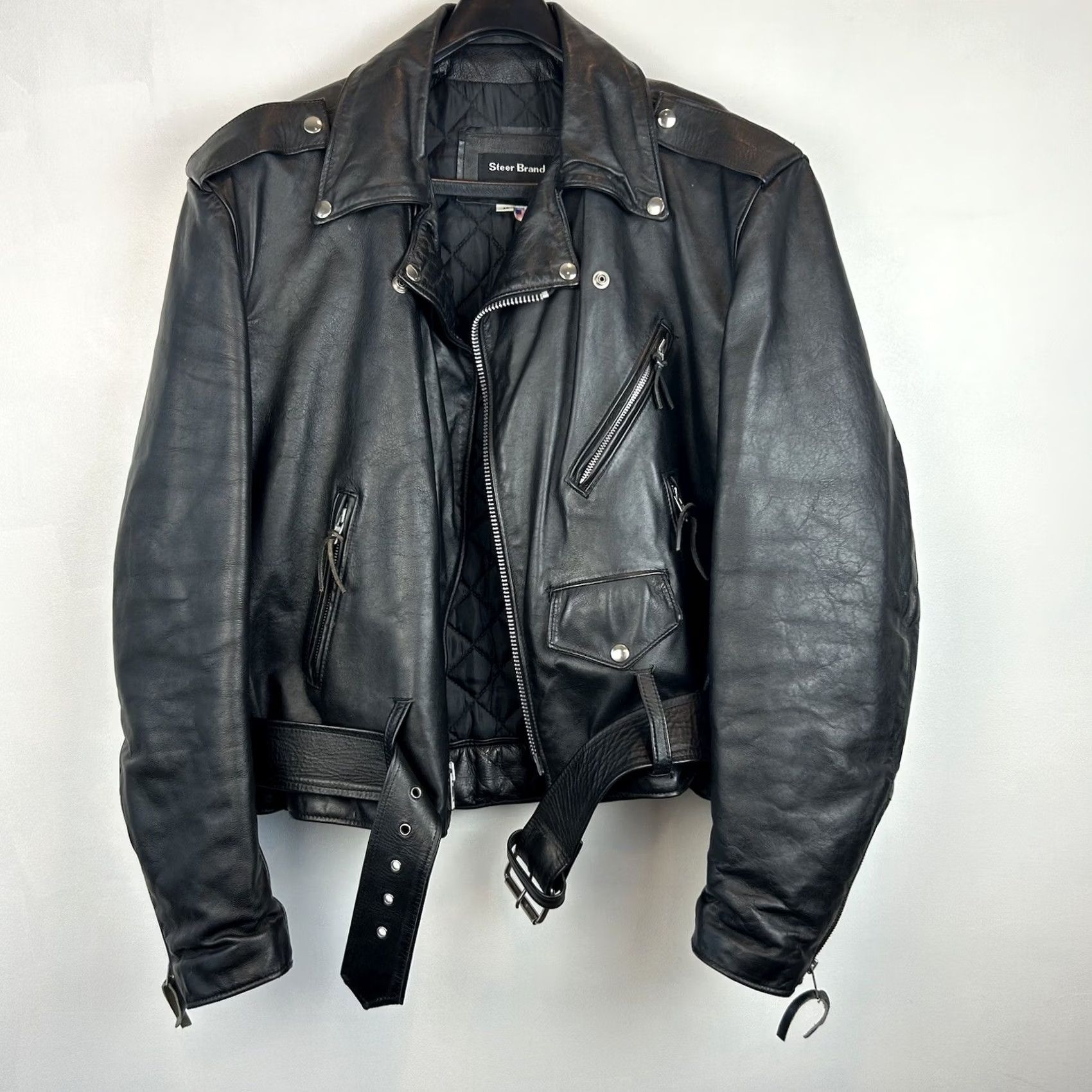 Vintage VINTAGE Leather Jacket Mens 46 Moto Black Eagle Unique Artwork Made USA Signed Jacket Size US S / EU 44-46 / 1 - 2 Thumbnail