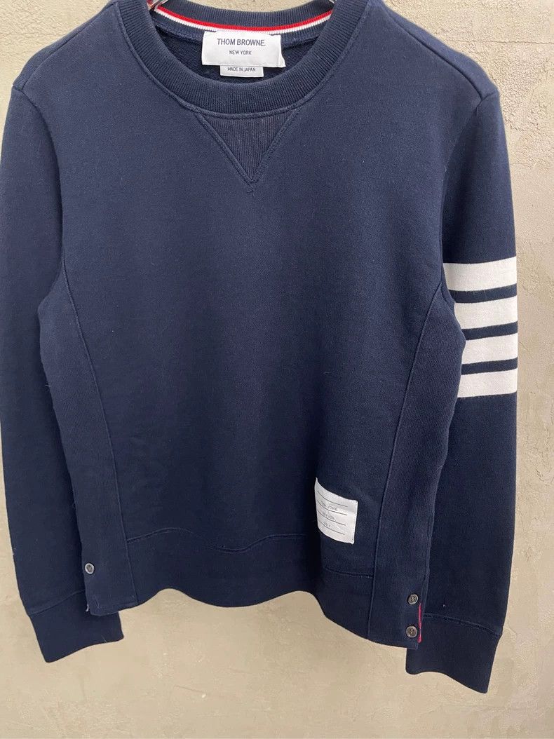 Thom Browne Thom browne Dark blue four-striped round-neck sweatshirt 25 Size US XS / EU 42 / 0 - 3 Thumbnail