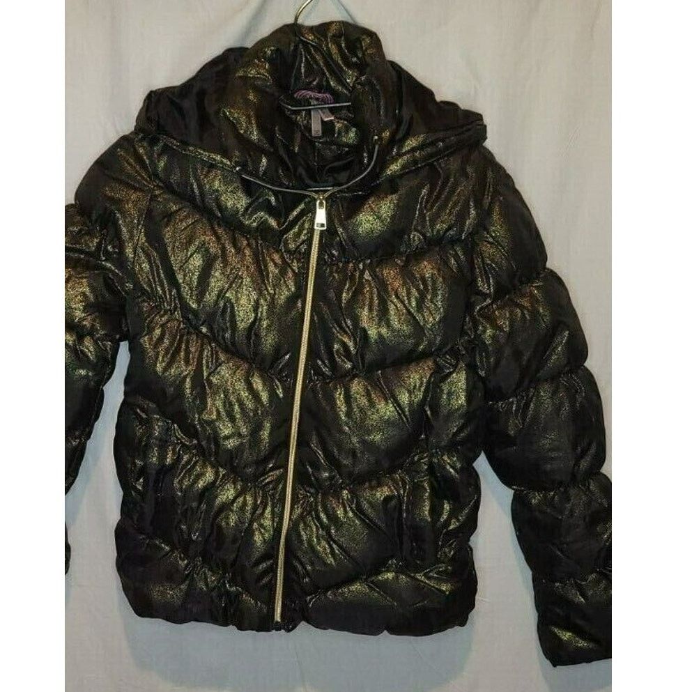 Other Pink Platinum Gold Shimmer Puffer Hooded Coat Girls Size 0 Size XS / US 0-2 / IT 36-38 - 6 Thumbnail