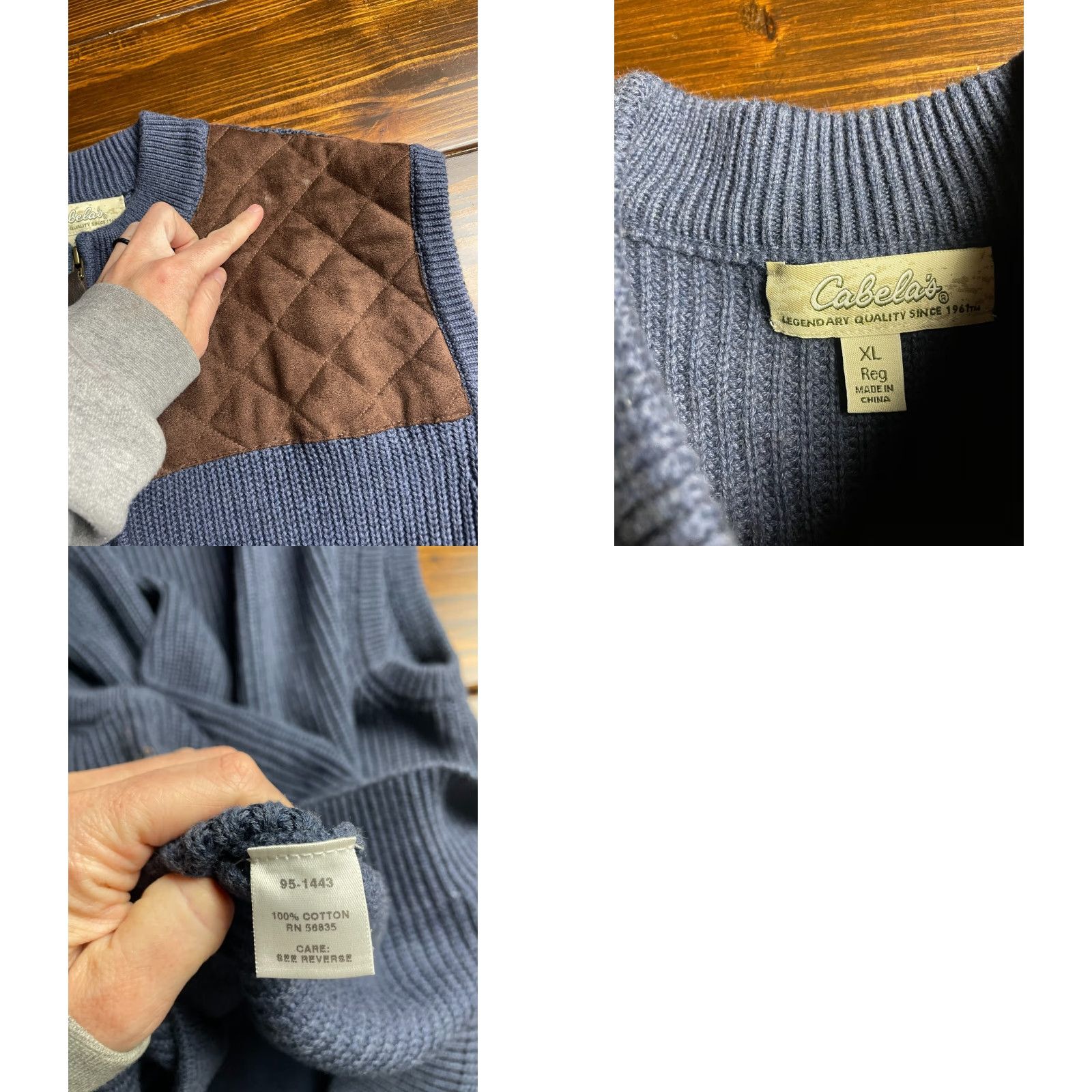 Vintage Cabela's Sweater Women's XL Full Zip Vest Suede Blue Brown Size XL Regular Fit Size XL / US 12-14 / IT 48-50 - 8 Thumbnail