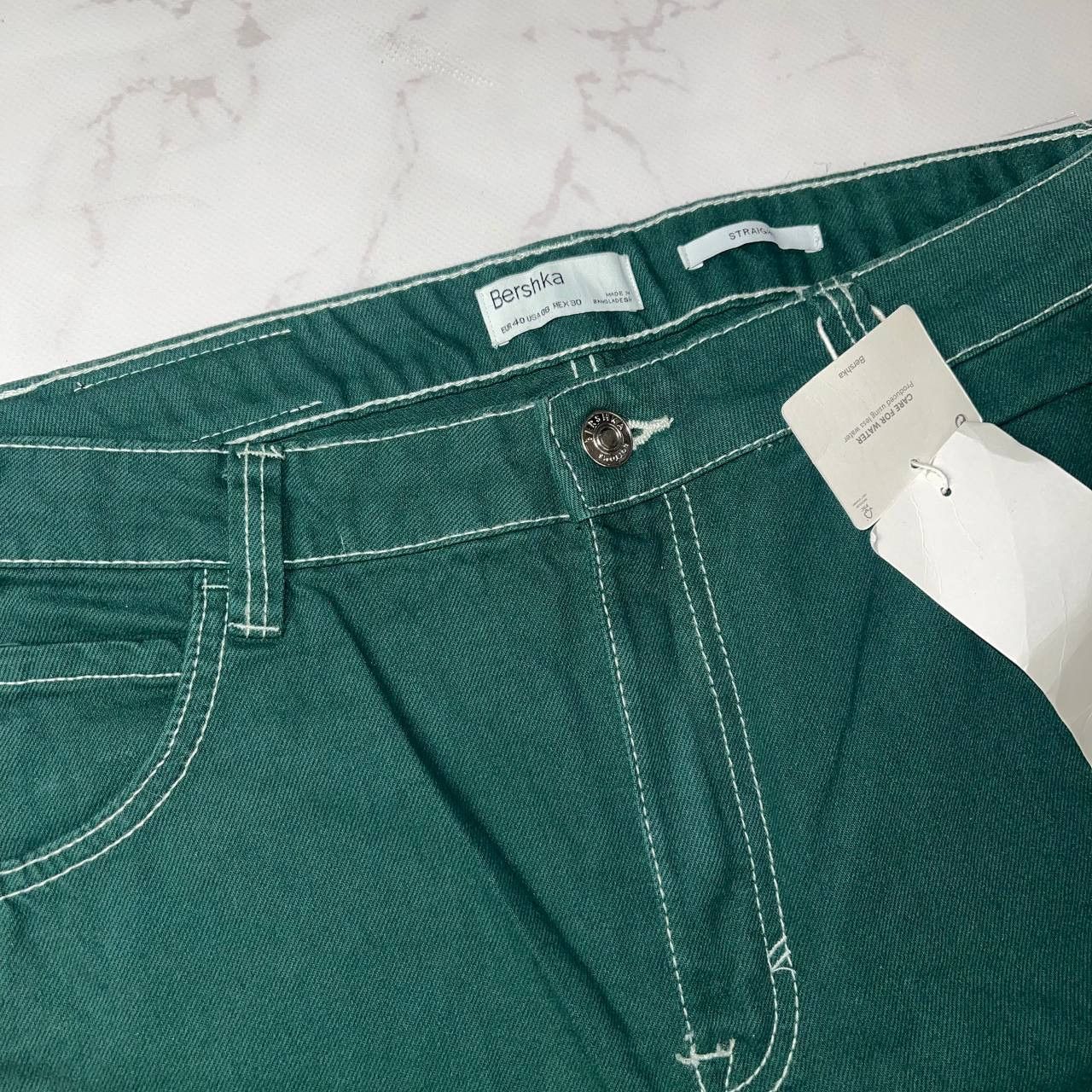 Vintage Bershka straight dark green cargo jeans Work style Carhartt Size US 40 / EU 56 - 5 Thumbnail