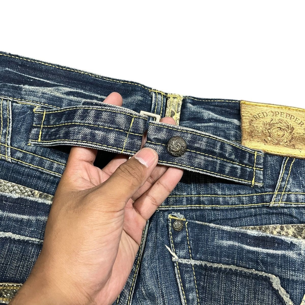 Seditionaries RedPepper Denim Snake Skin Patch Faded Pant Size US 32 / EU 48 - 11 Thumbnail