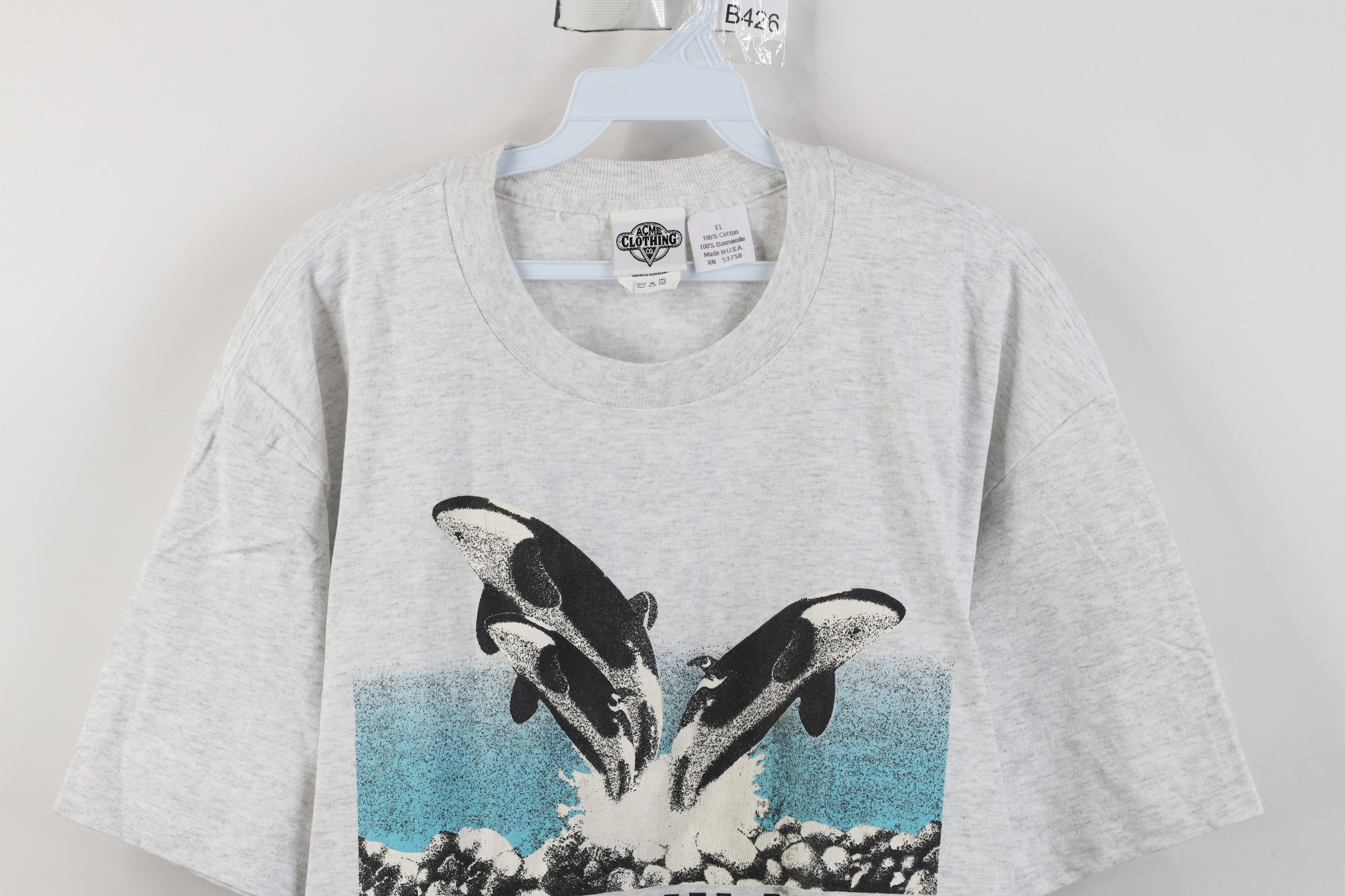 Vintage Vintage 90s The Adventure Home Movie Whale T-Shirt Gray USA Size US XL / EU 56 / 4 - 2 Thumbnail