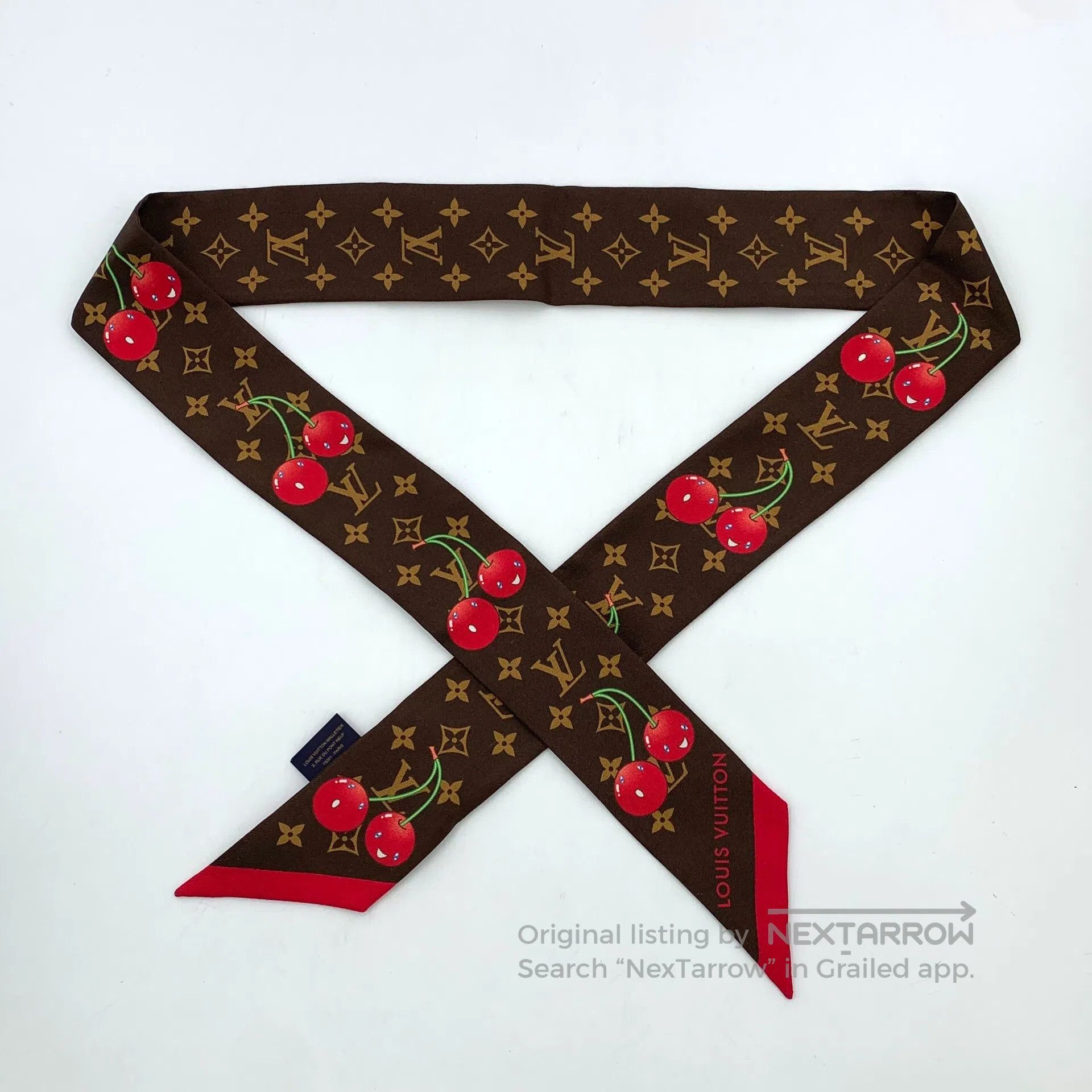 Louis Vuitton Louis Vuitton Dark Brown Logo Monogram Printed Silk Scarf| Size ONE SIZE - 2 Thumbnail