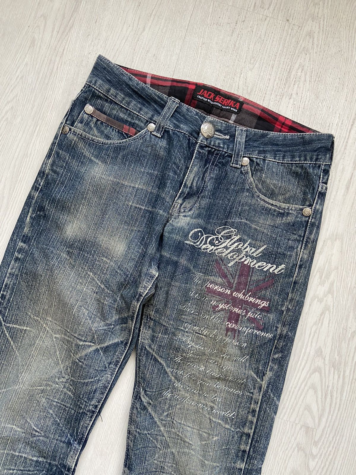 If Six Was Nine × Japanese Brand × Le Grande Bleu (L.G.B.) Vintage 2000’s Jack Serika Visual Kei Skull Crazy Denim Pant Size US 30 / EU 46 - 3 Thumbnail