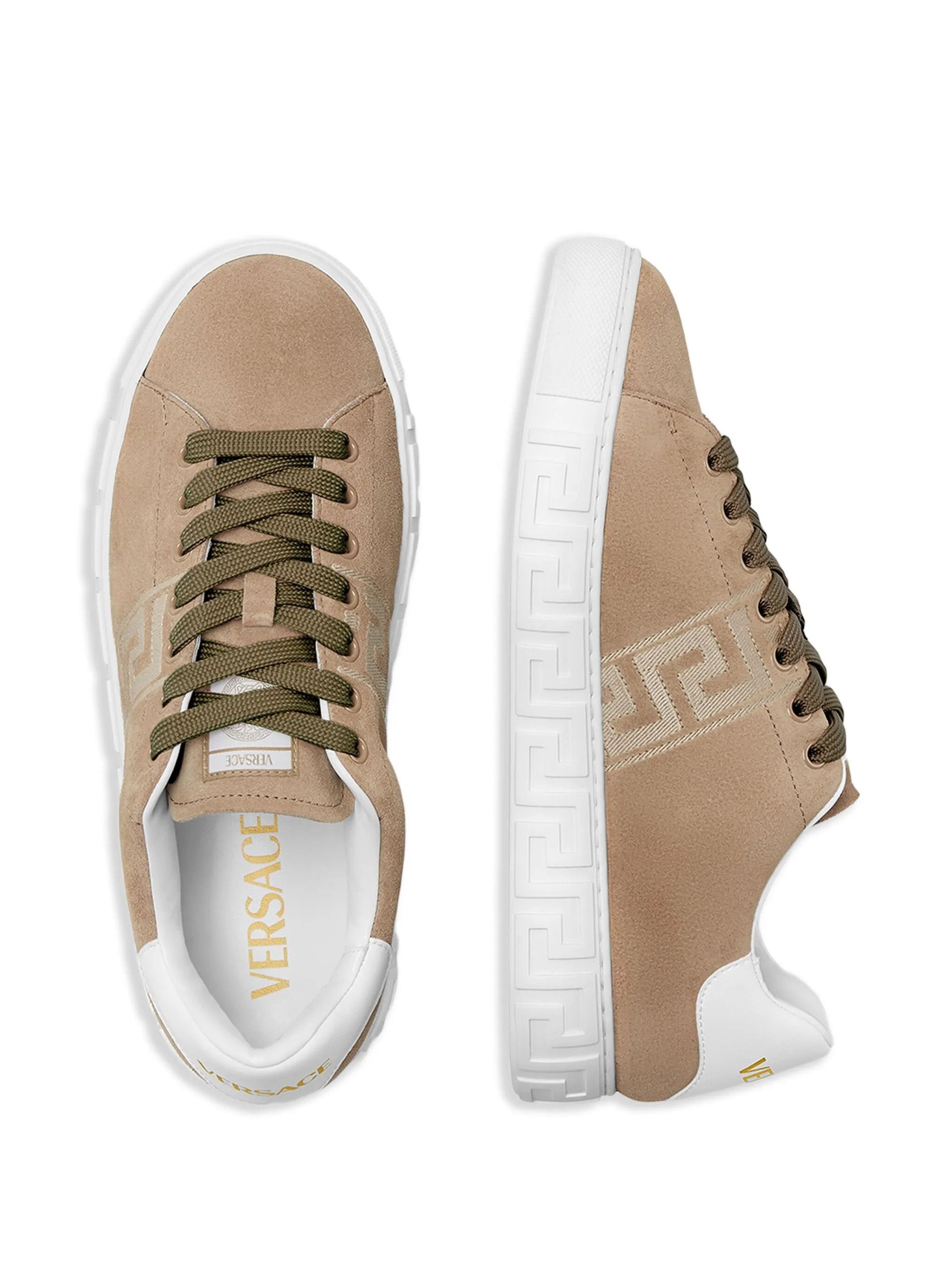 Versace os11x0126 Greca Suede Sneakers in Beige/White Size US 11 / IT 41 - 2 Thumbnail